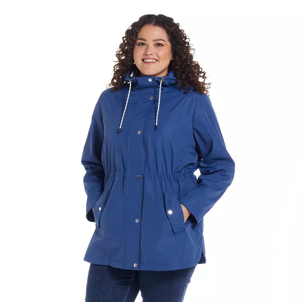 Plus Size Weathercast Hooded Nautical Anorak Jacket, Women's, Size: 1XL, Blue Product Image