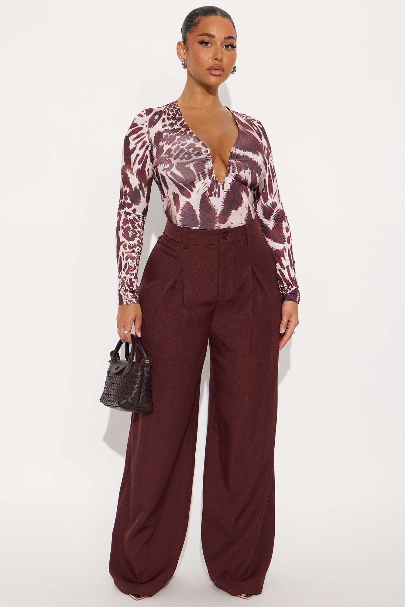 Coco Ruched Long Sleeve Top - Brown/combo Product Image