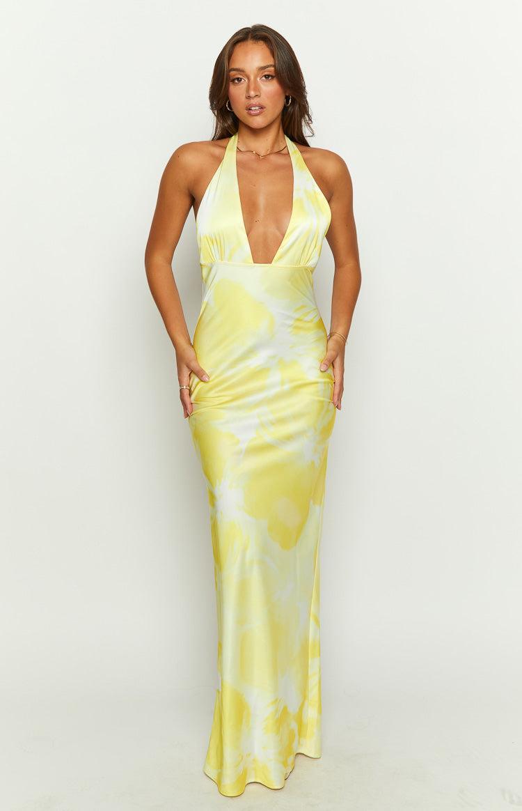 Lyra Yellow Halter Neck Maxi Dress Product Image