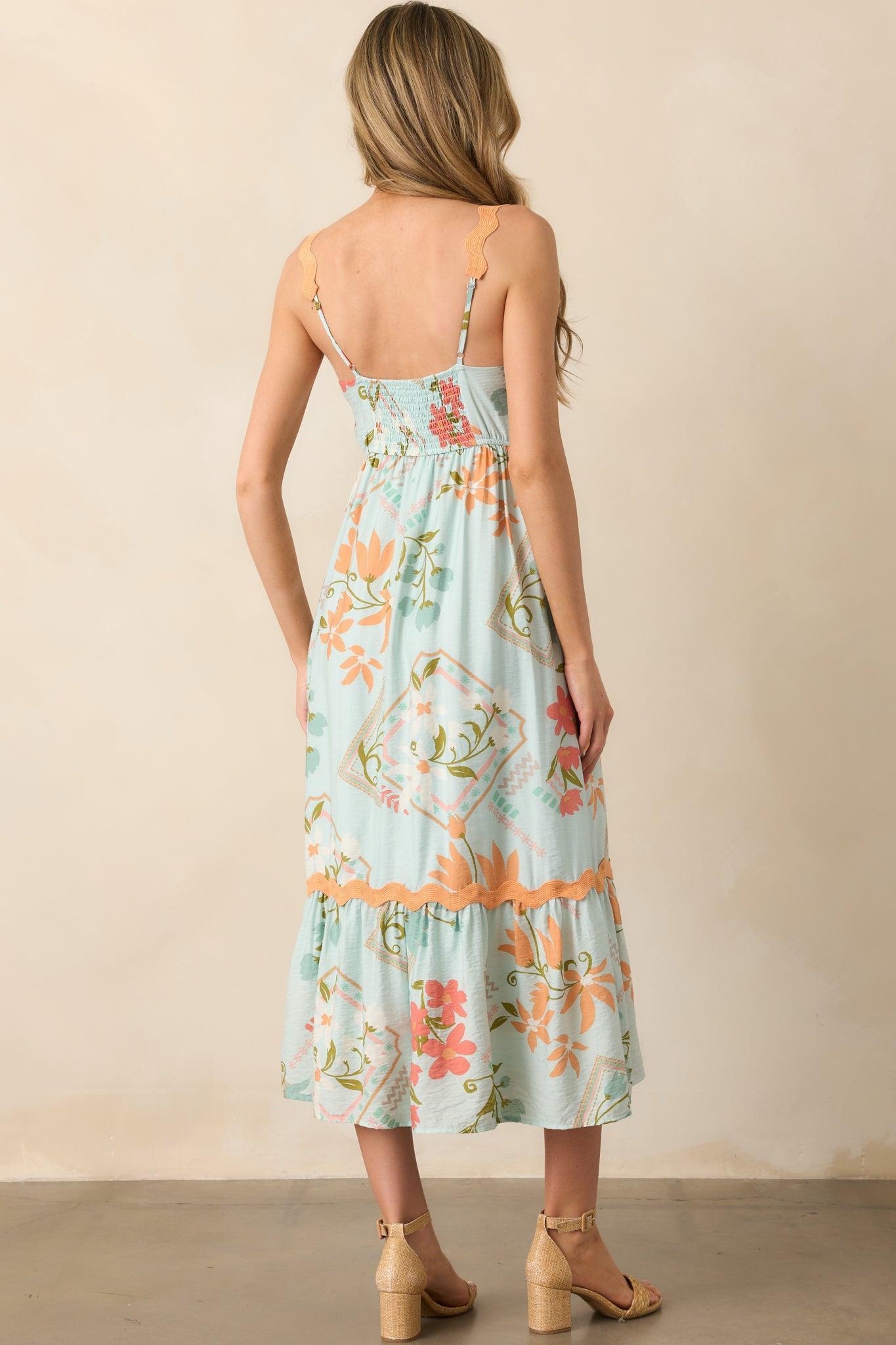 One Day At A Time Mint Green Floral Patchwork Maxi Dress Product Image