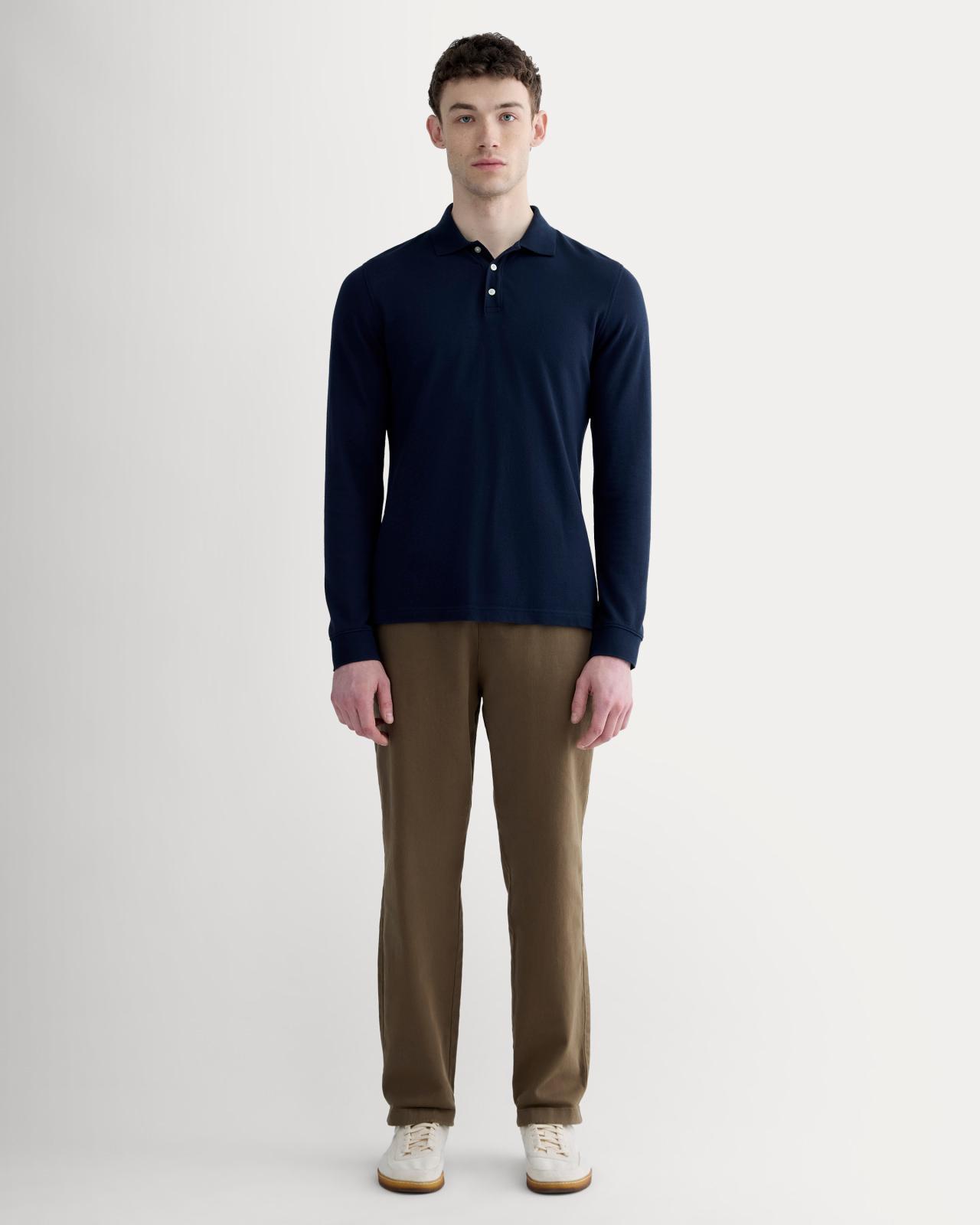 The Long-Sleeve Pique Polo Product Image