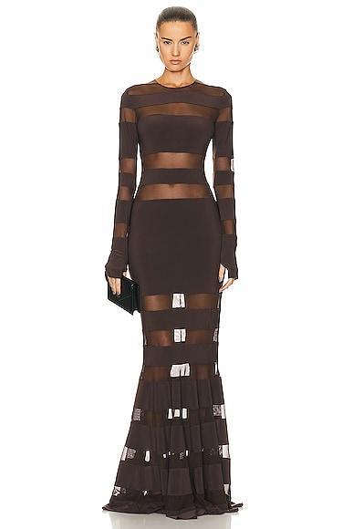 Norma Kamali Spliced Dress Fishtail Gown in Brown Product Image