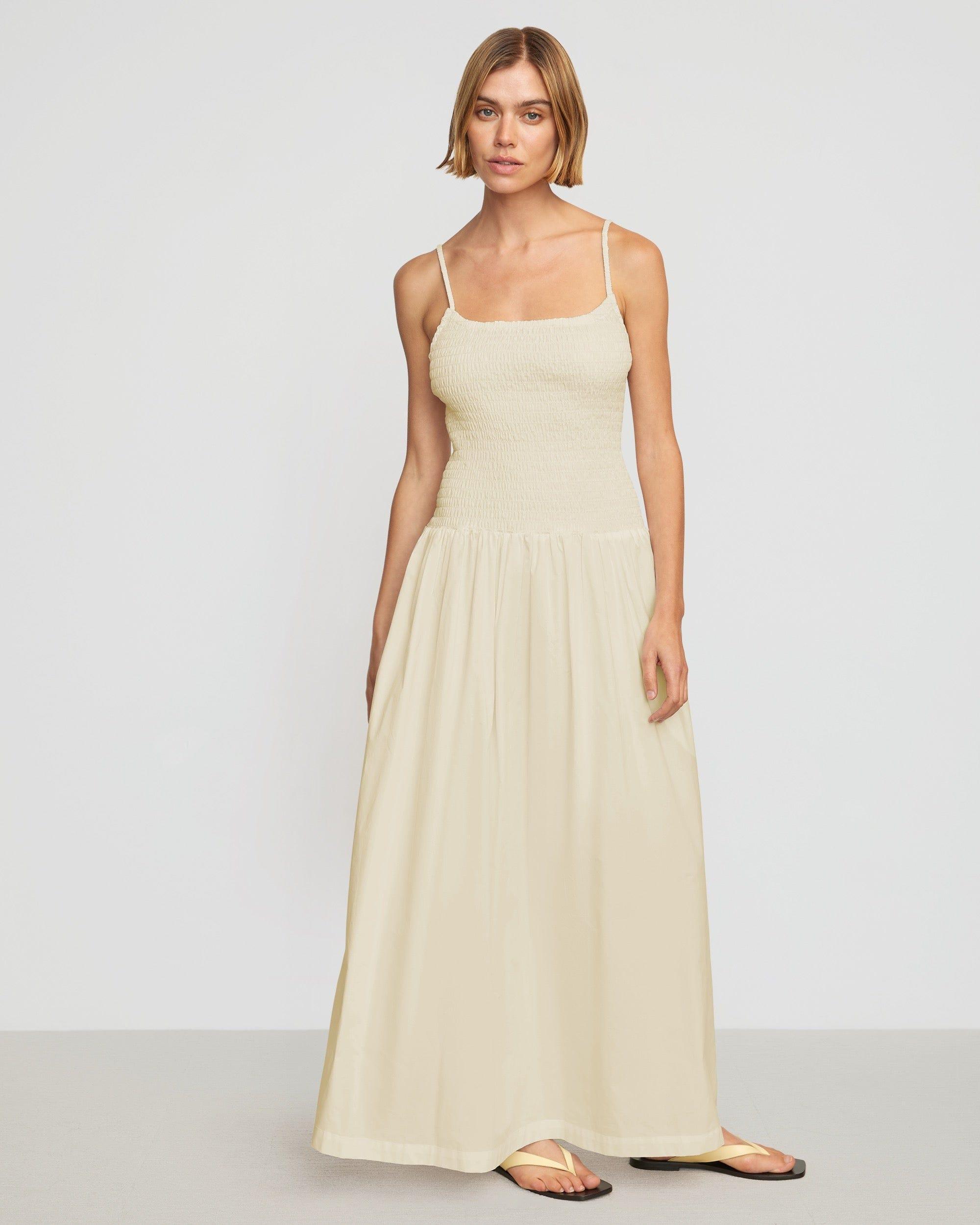 Venus Smocked Organic Cotton Midi Dress Product Image