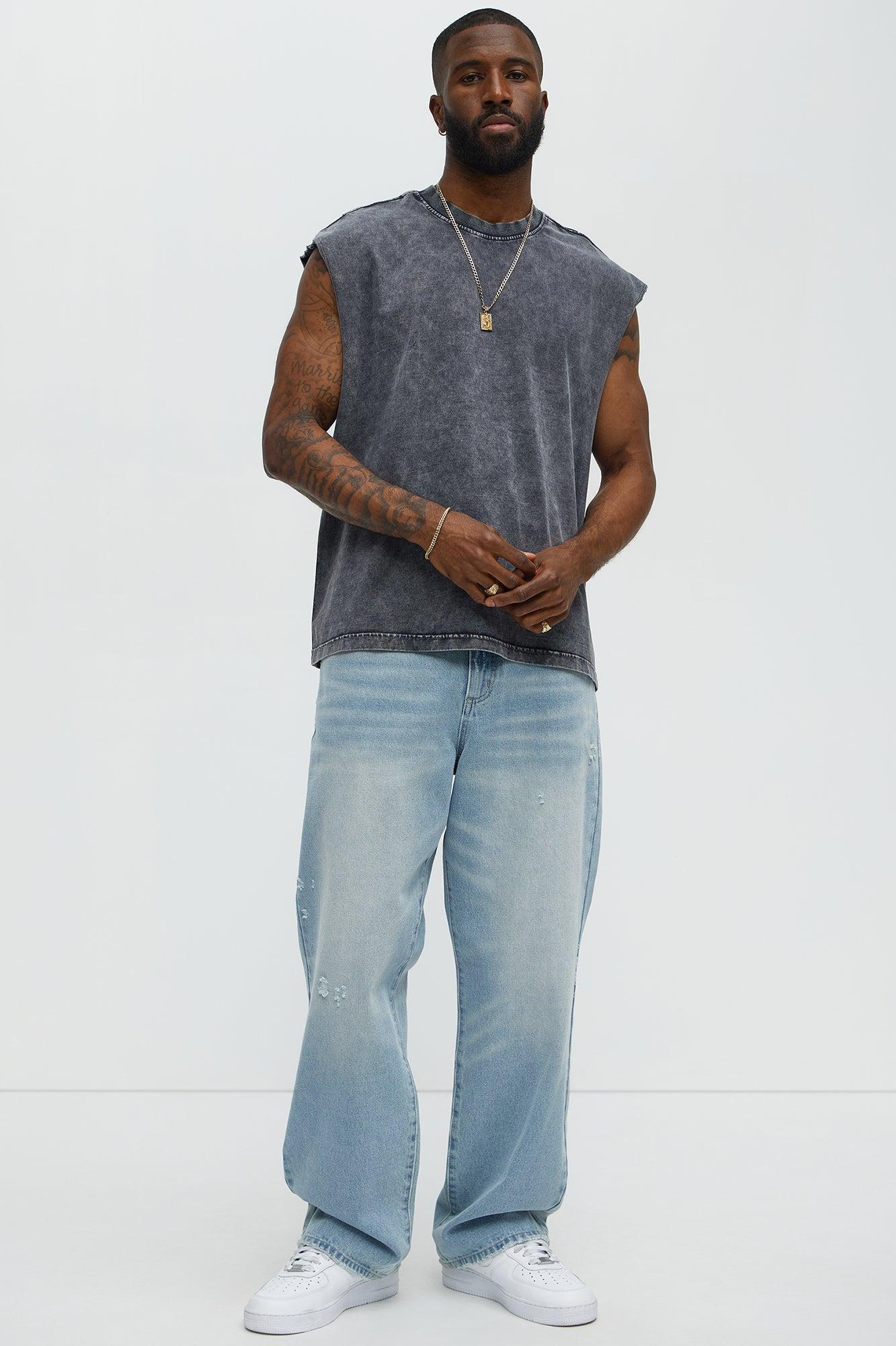 Relaxed Vintage Wash Heavyweight Muscle Tee - Black Wash Product Image