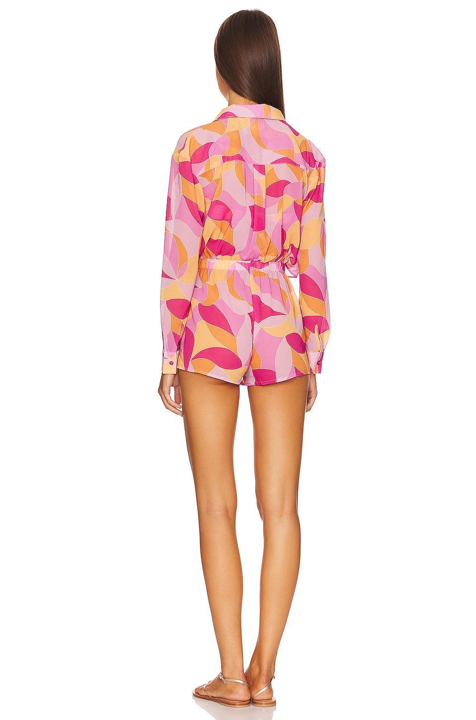 Lovers and Friends Feelin Groovy Romper in Fuschia Geo Product Image