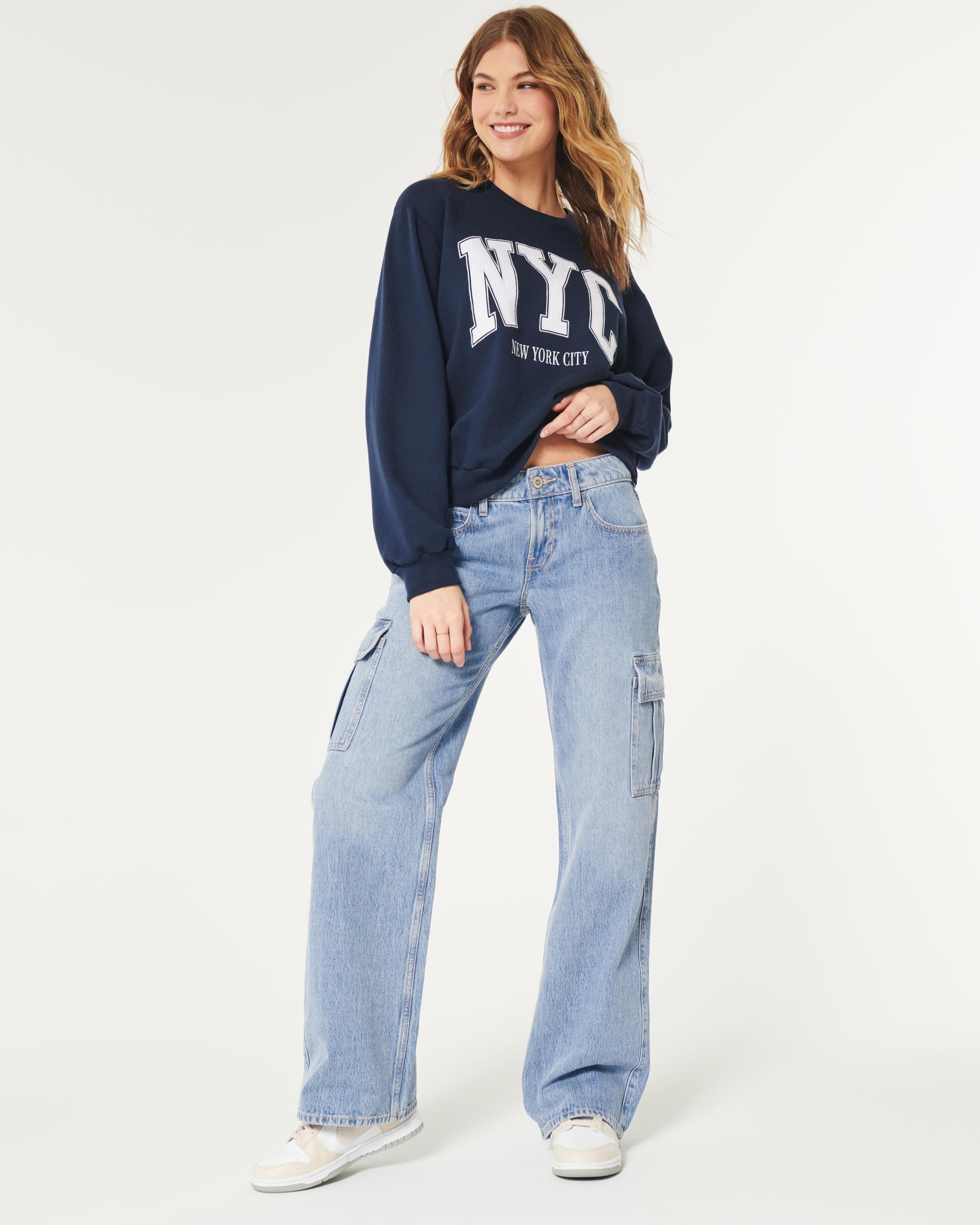 Low-Rise Washed Black Baggy Cargo Jeans Product Image