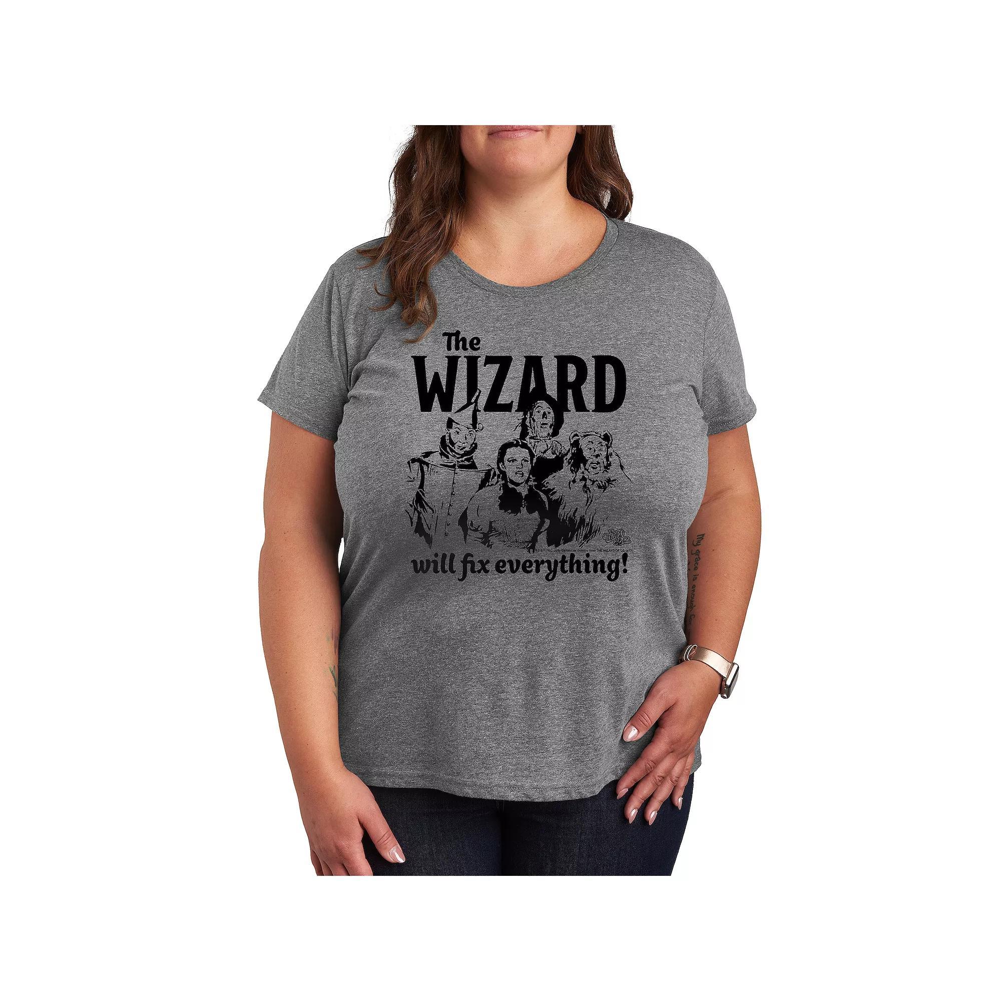 Plus The Wizard Of Oz Green Evil Graphic Tee, Womens Grey Gray Product Image