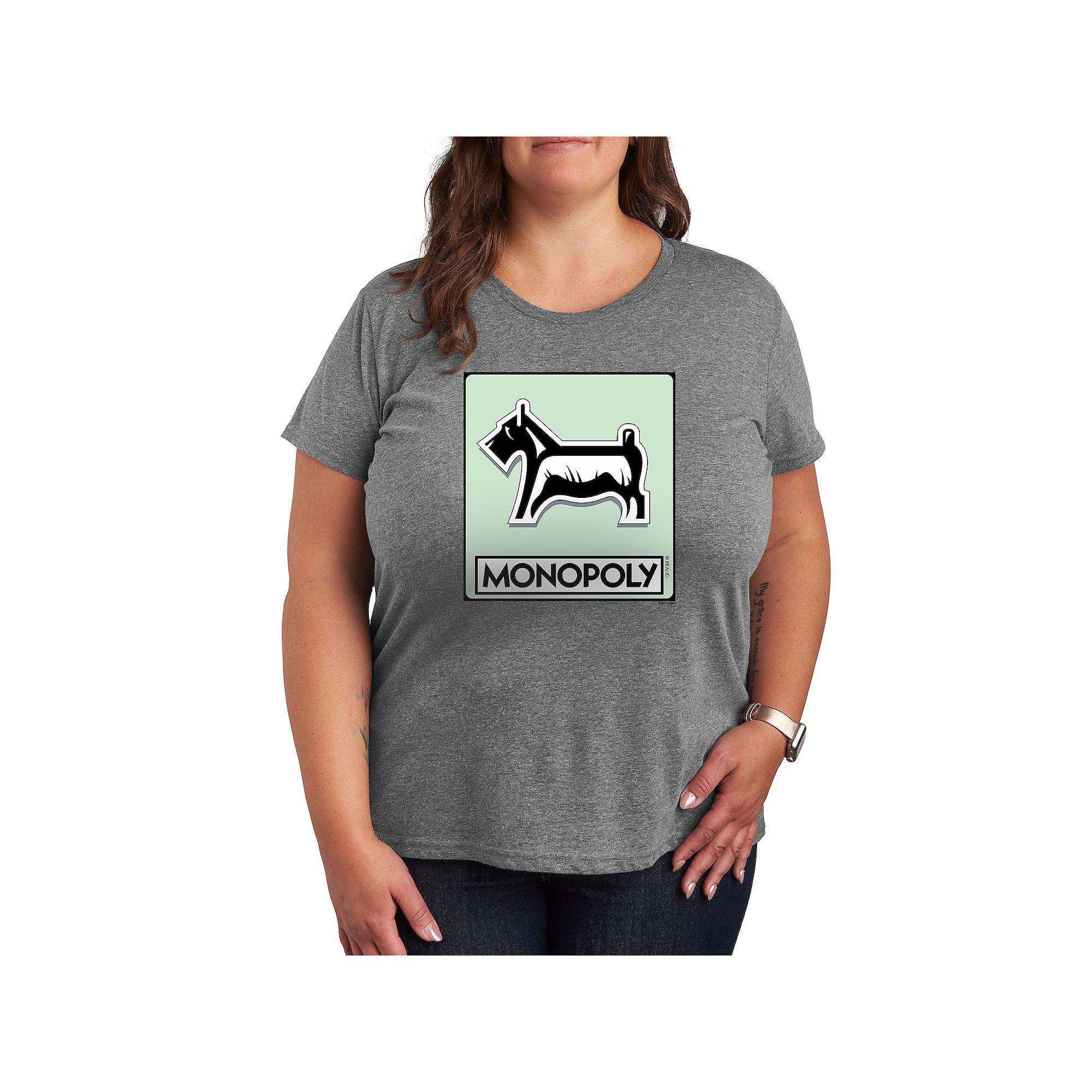 Plus Monopoly Dog Token Graphic Tee, Womens Grey Gray Product Image