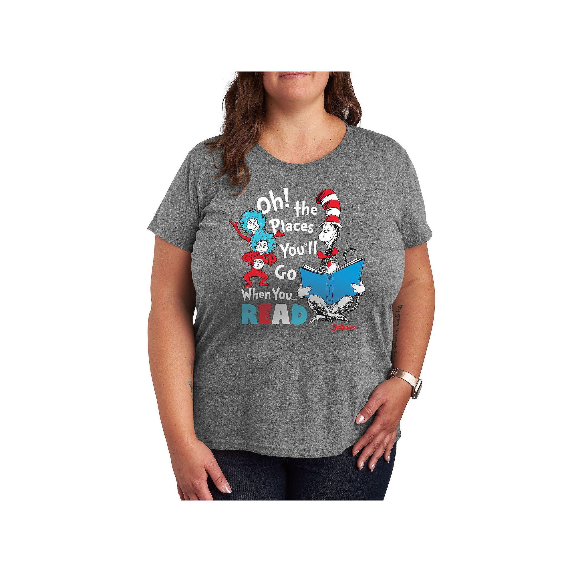 Plus Dr. Seuss When You Read Graphic Tee, Women's, Size: 4XL, Grey Royal Blue Product Image