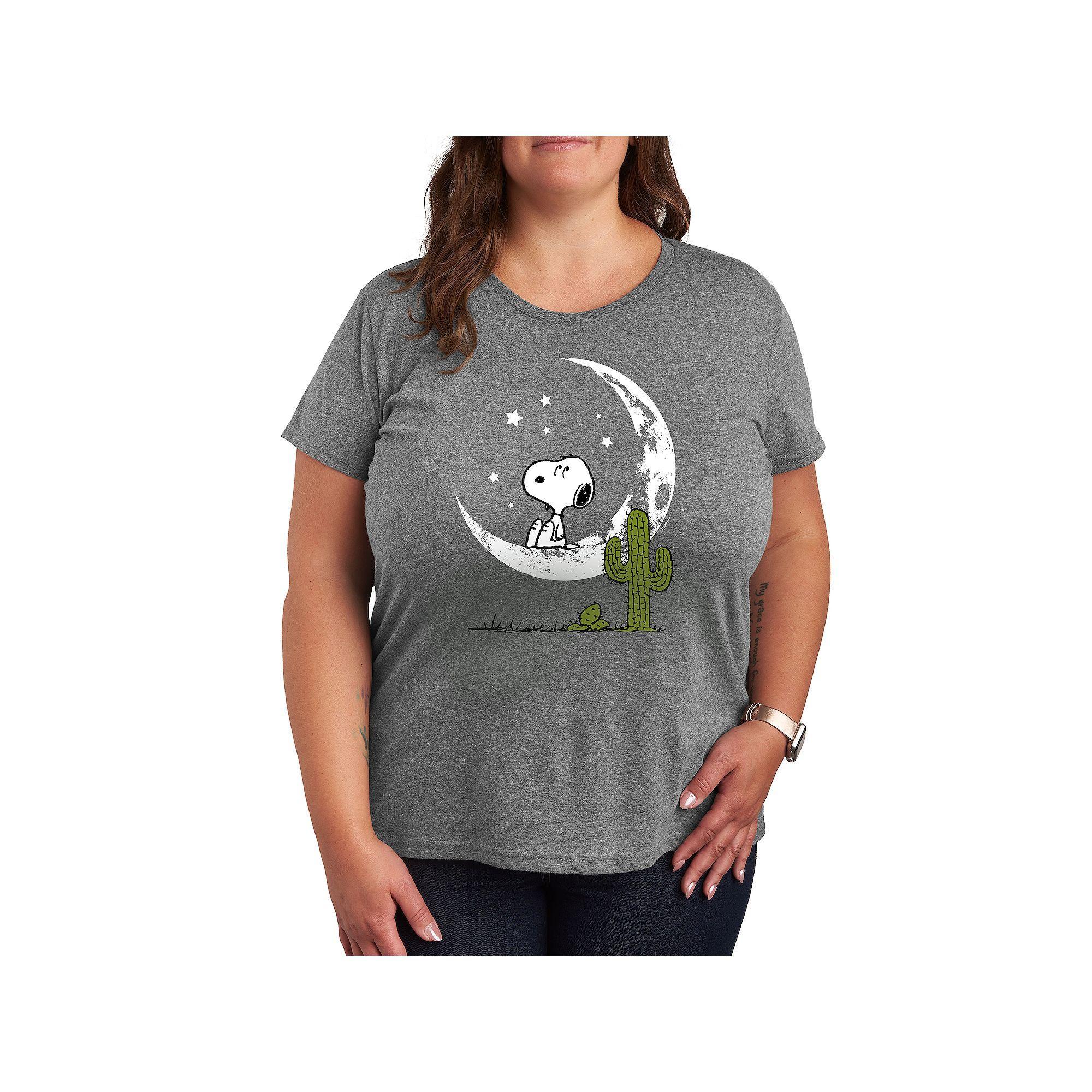 Womens Peanuts Snoopy Desert On Moon Graphic Tee, Girls Grey Gray Product Image