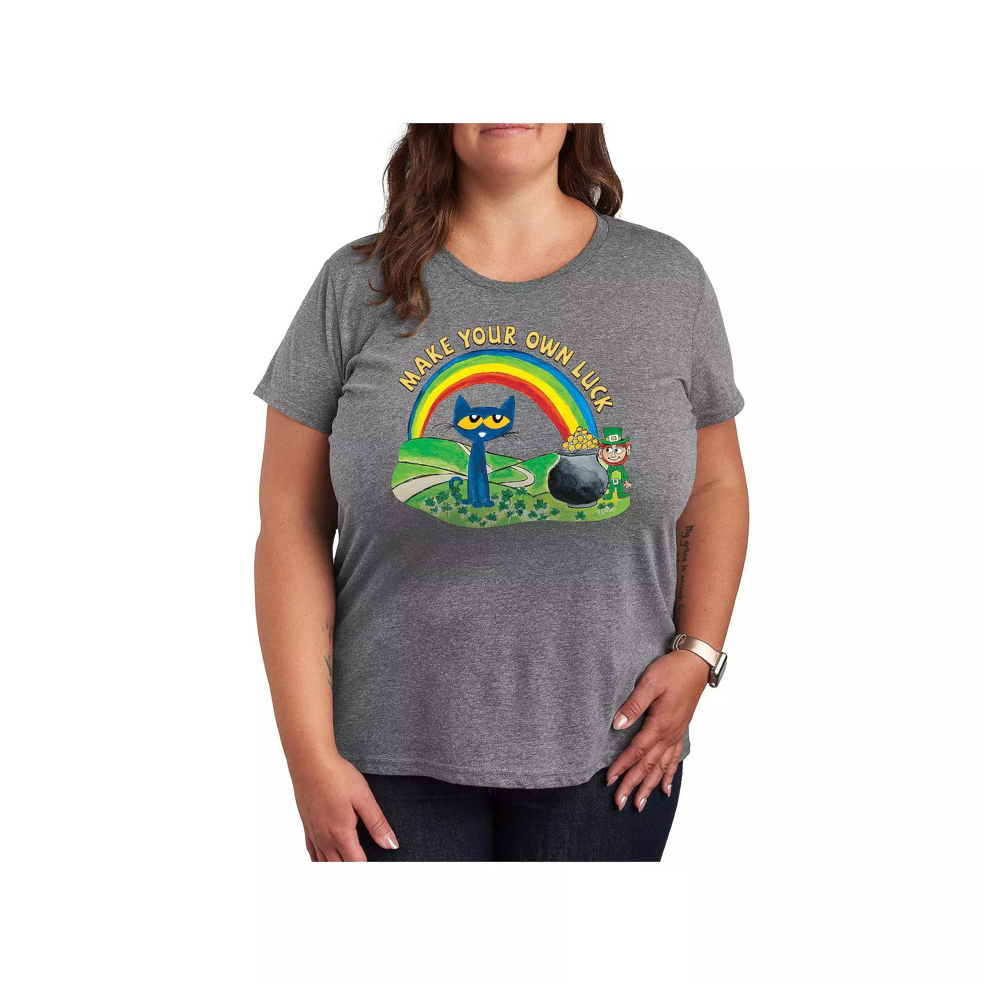 Plus Pete the Cat Feel The Mewsic Graphic Tee, Womens Grey Gray Product Image