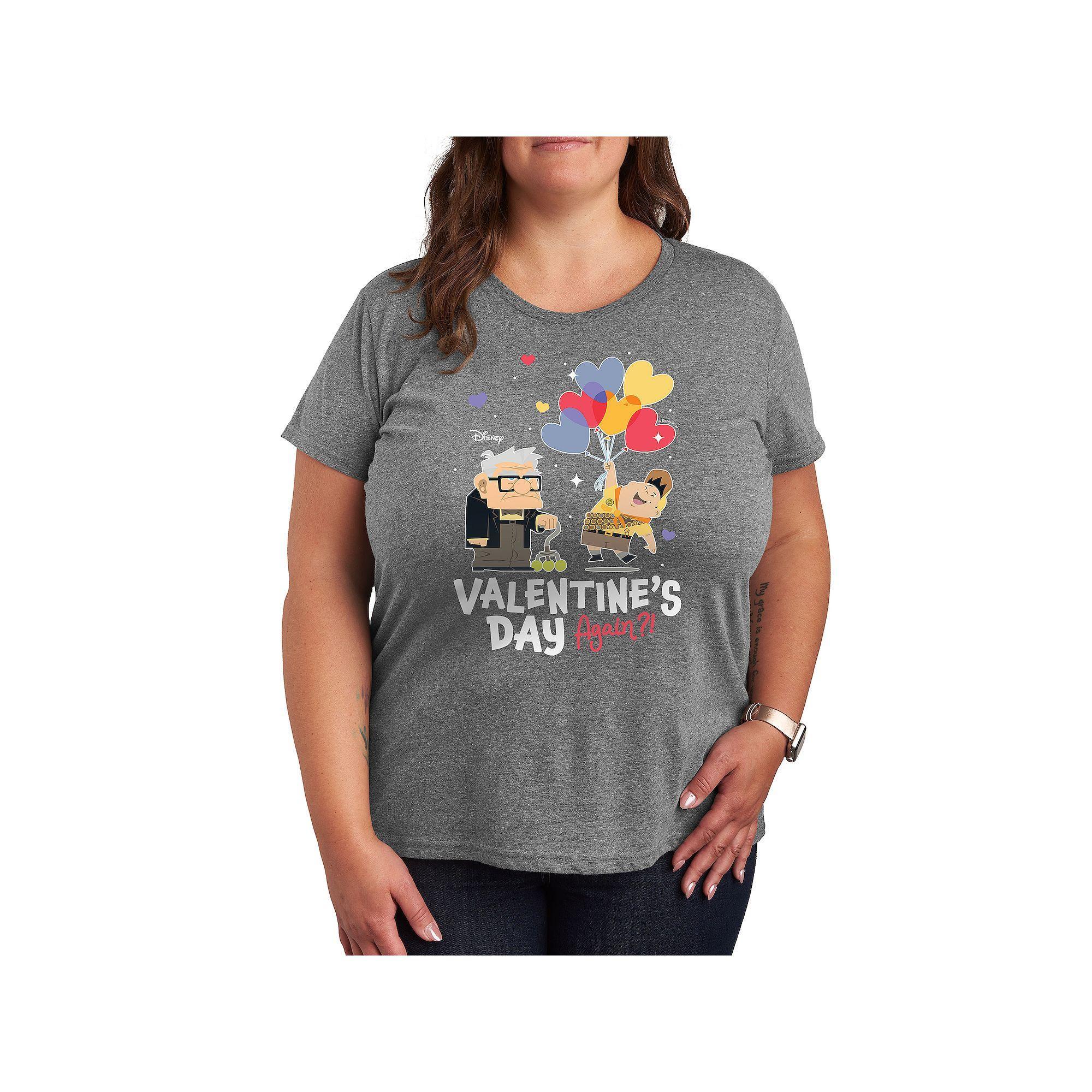 Disney / Pixars Up Plus Valentines Day Again Graphic Tee, Womens Heather Grey Product Image