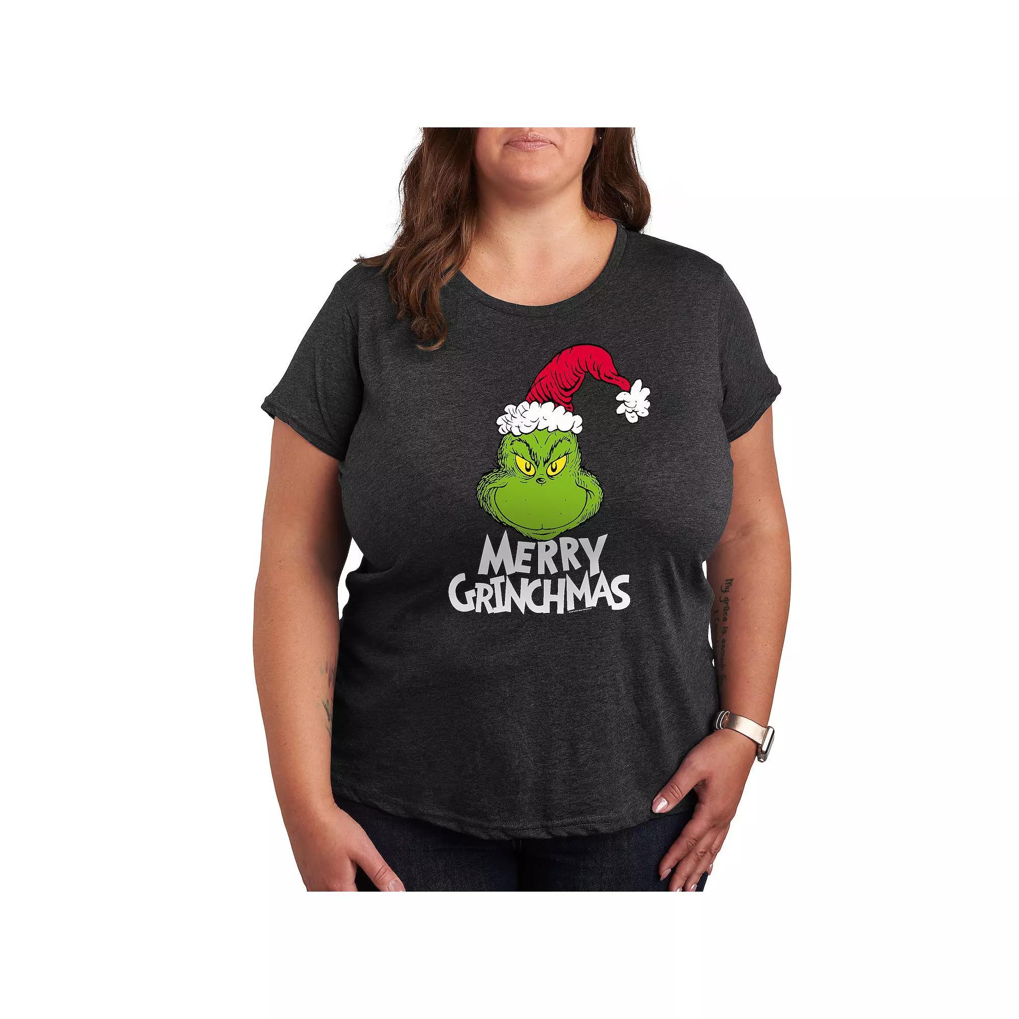 Womens Dr. Seuss The Grinch Merry Grinchmas Graphic Tee, Girls Heather Grey Product Image