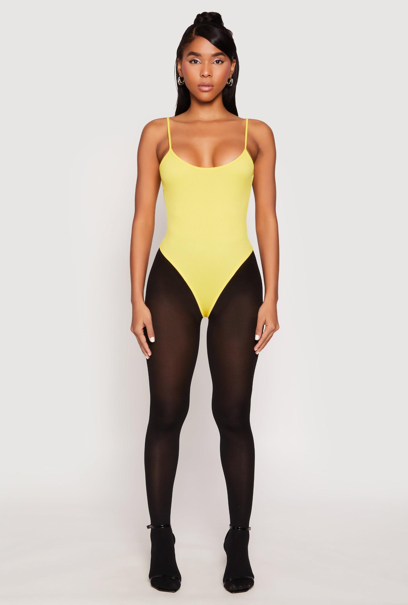 Womens Daisy Rib Knit Cami Thong Bodysuit Product Image