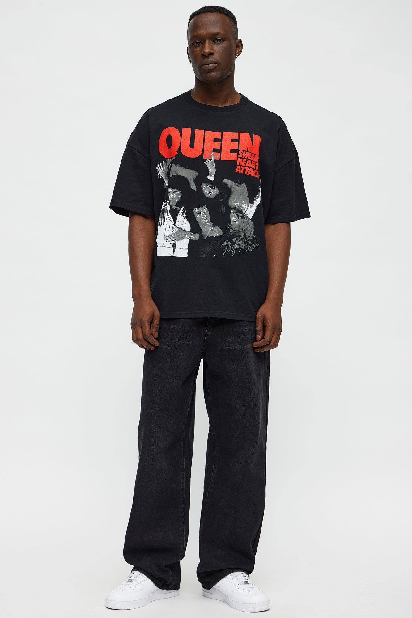 Queen Sheer Heart Attack Oversized Short Sleeve Tee - Black Male Product Image