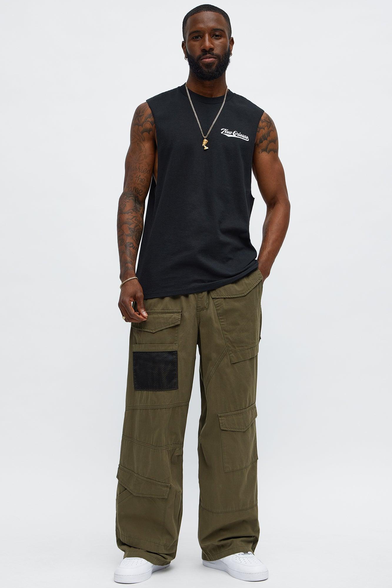 Baggy Lester Cargo Pants - Olive Product Image