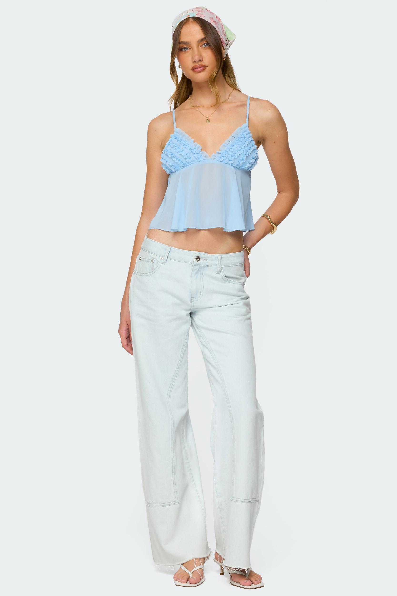 Ruffle Sheer Chiffon Babydoll Tank Top Product Image
