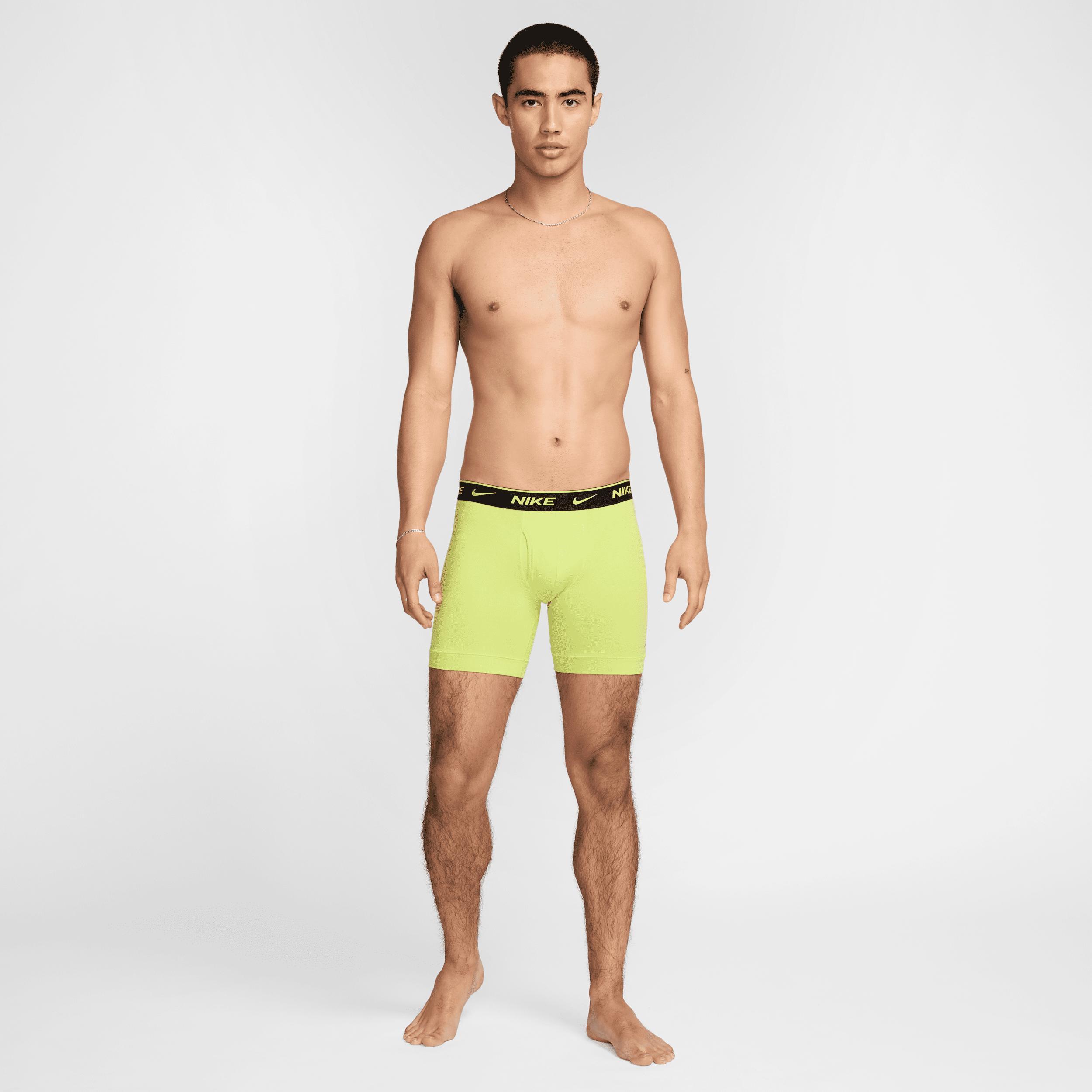 Mens Nike 3-Pack Dri-FIT Essential Cotton Stretch 6 Boxer Briefs Green Product Image
