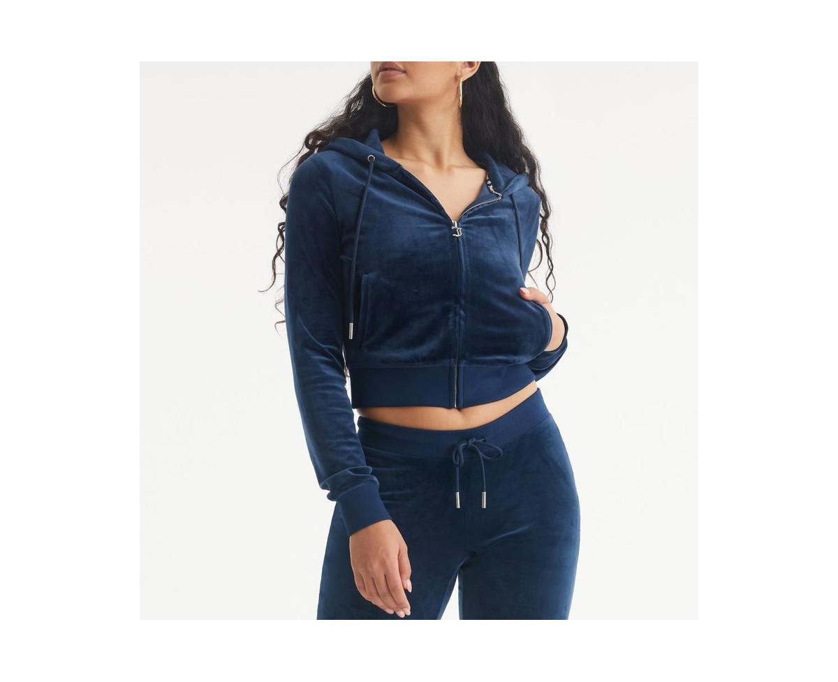 Womens Juicy Couture OG Big Bling Velour Zip-Up Hoodie Product Image