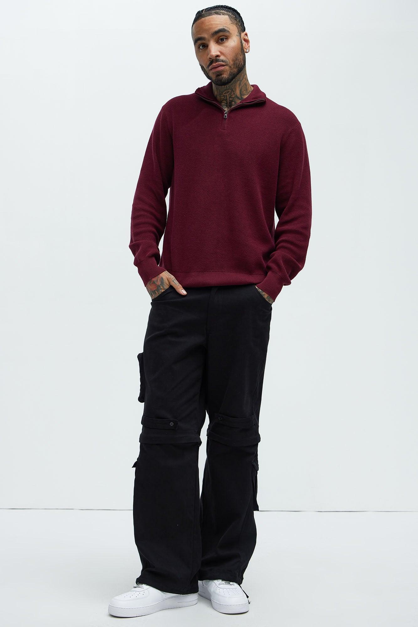 Shawn Quarter Zip Sweater - Red Product Image