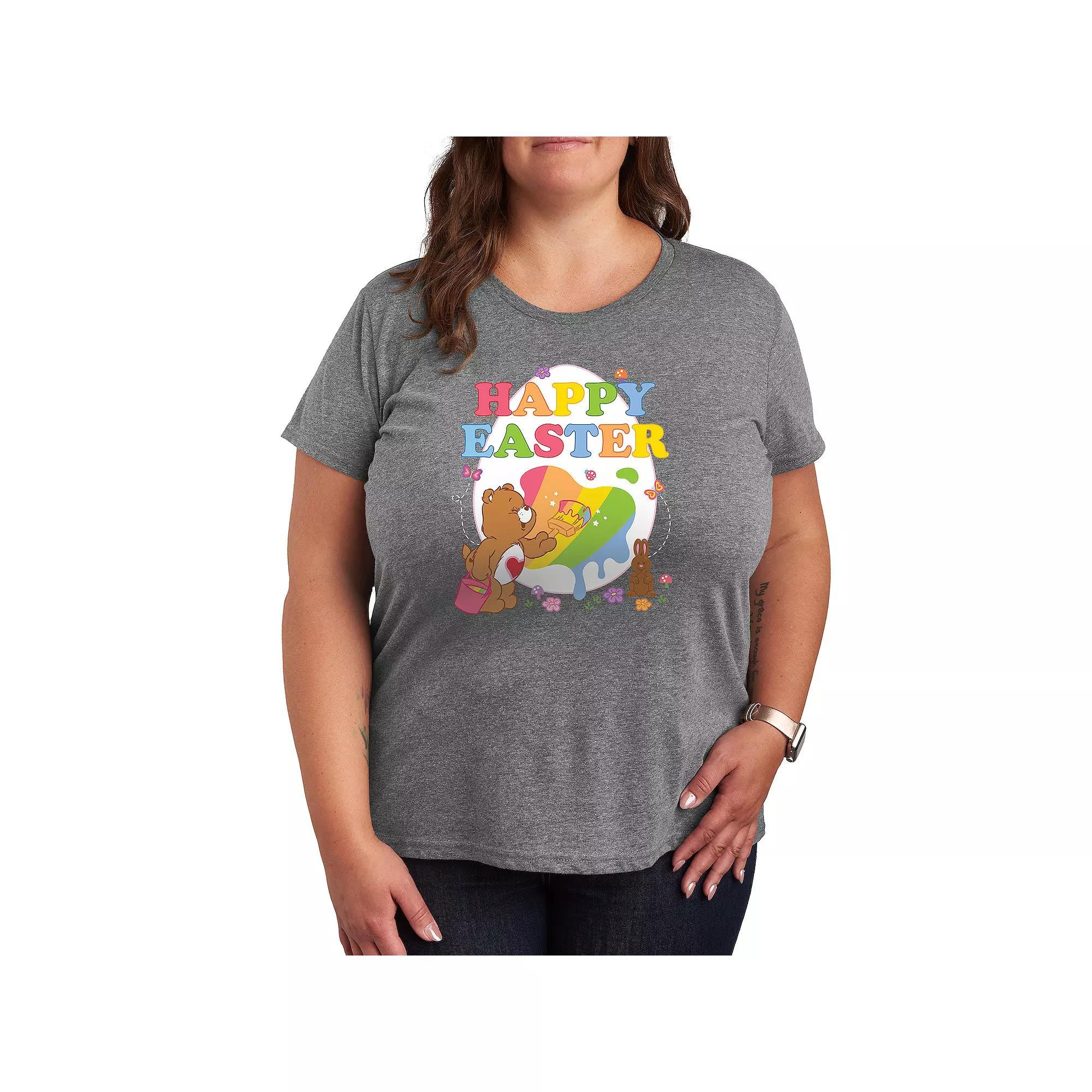Plus Care Bears Happy Easter Egg Graphic Tee, Womens Grey Gray Product Image