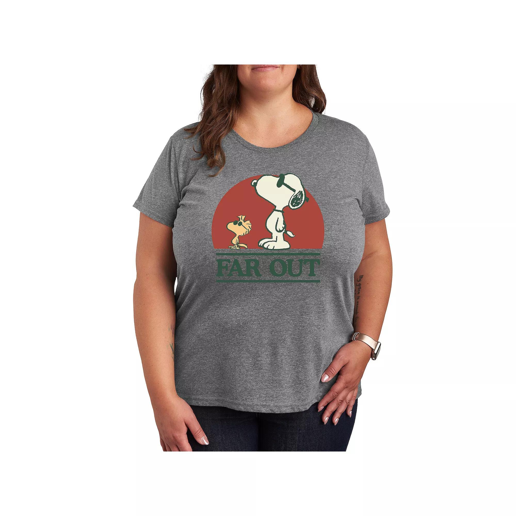 Womens Peanuts Snoopy & Woodstock Far Out Graphic Tee, Girls Grey Gray Product Image