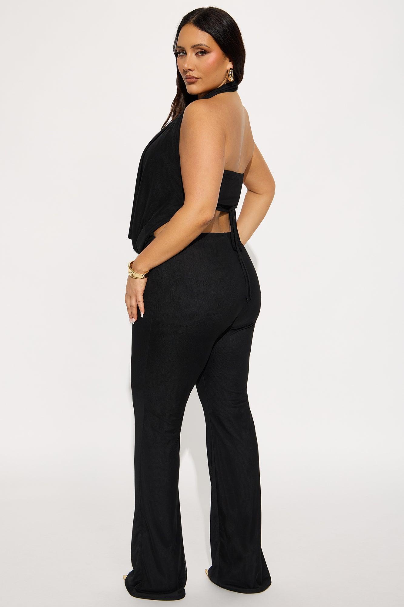 Stolen Glances Mesh Halter Jumpsuit - Black Product Image