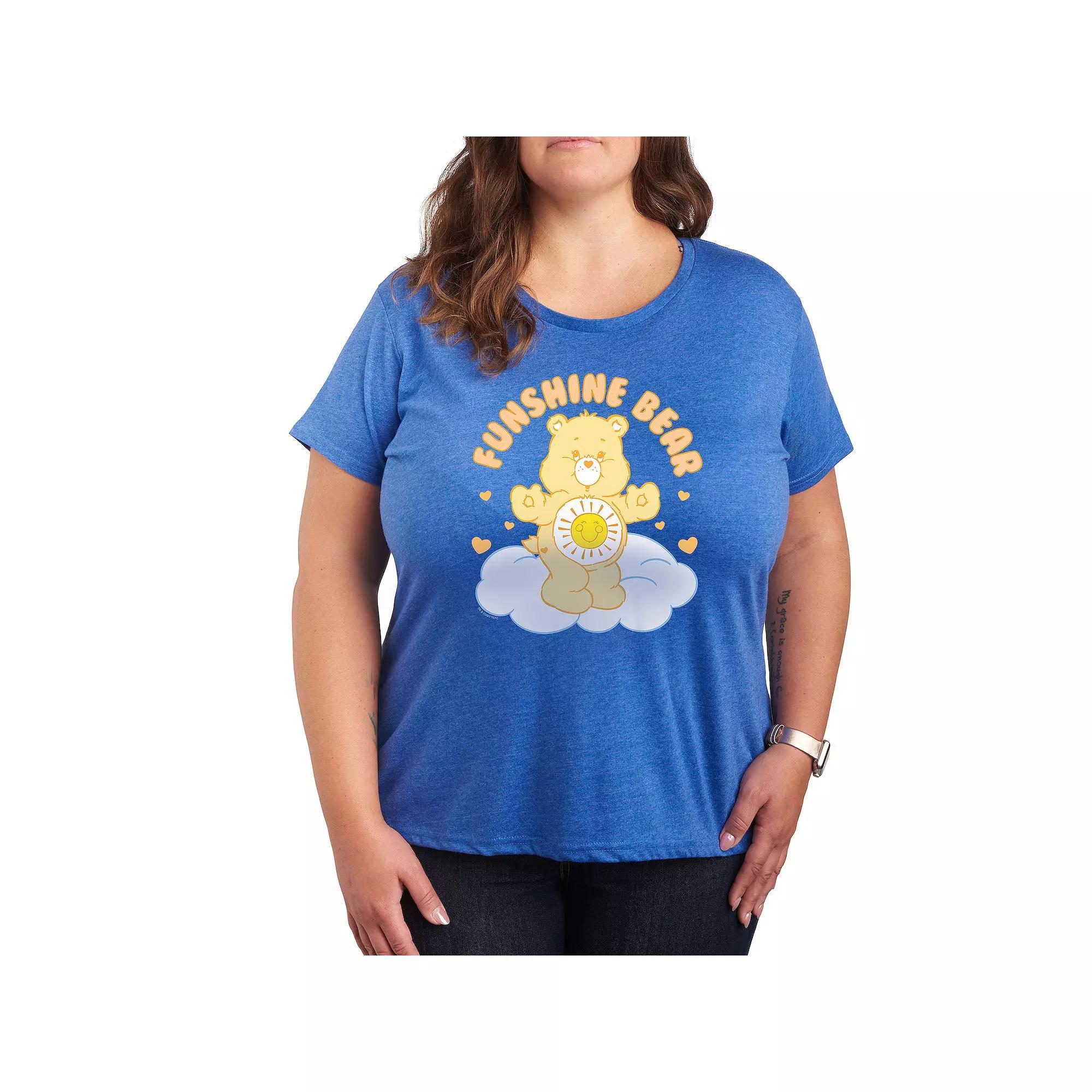 Plus Care Bears Funshine Bear Graphic Tee, Womens Grey Royal Blue Product Image