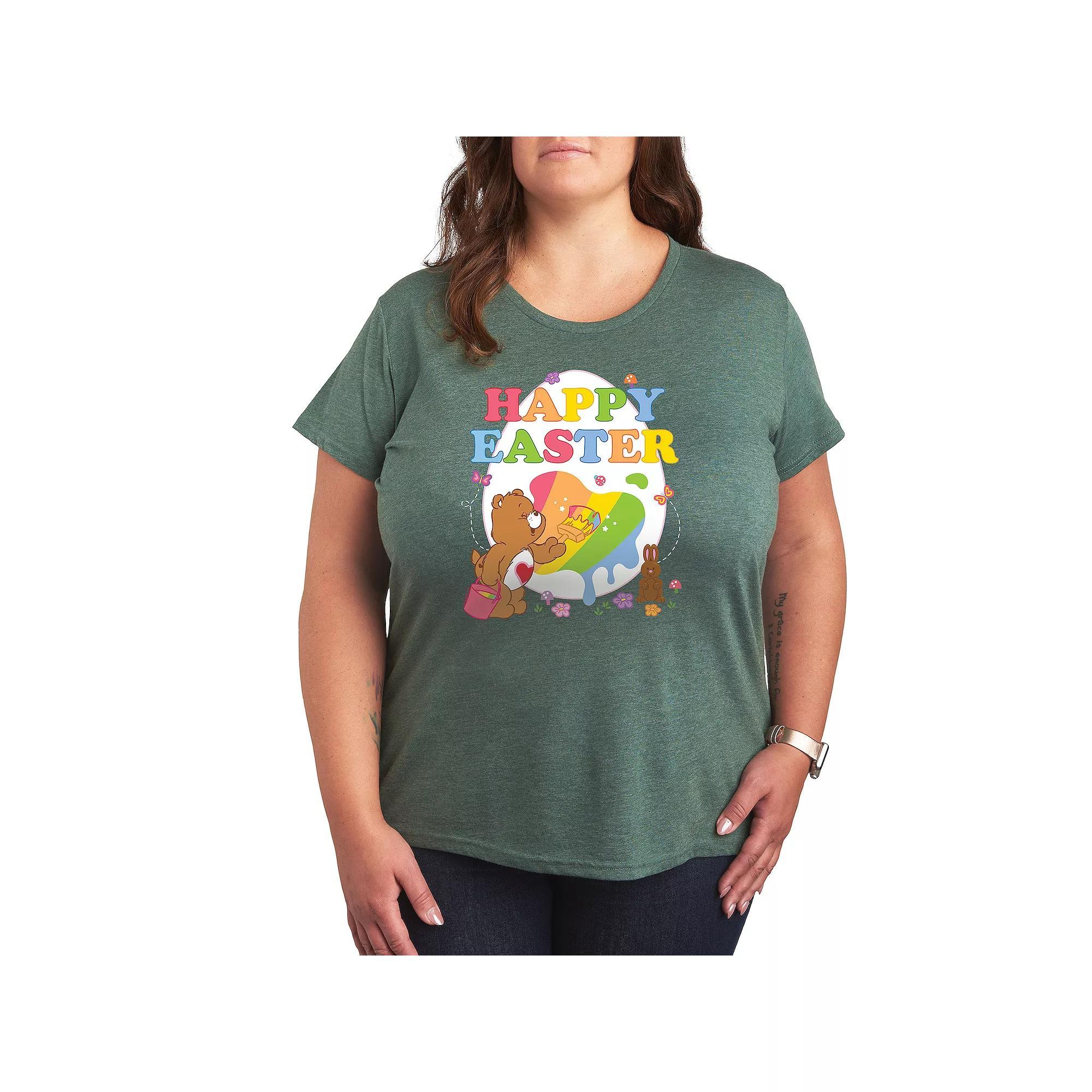 Plus Care Bears Happy Easter Egg Graphic Tee, Womens Grey Gray Product Image