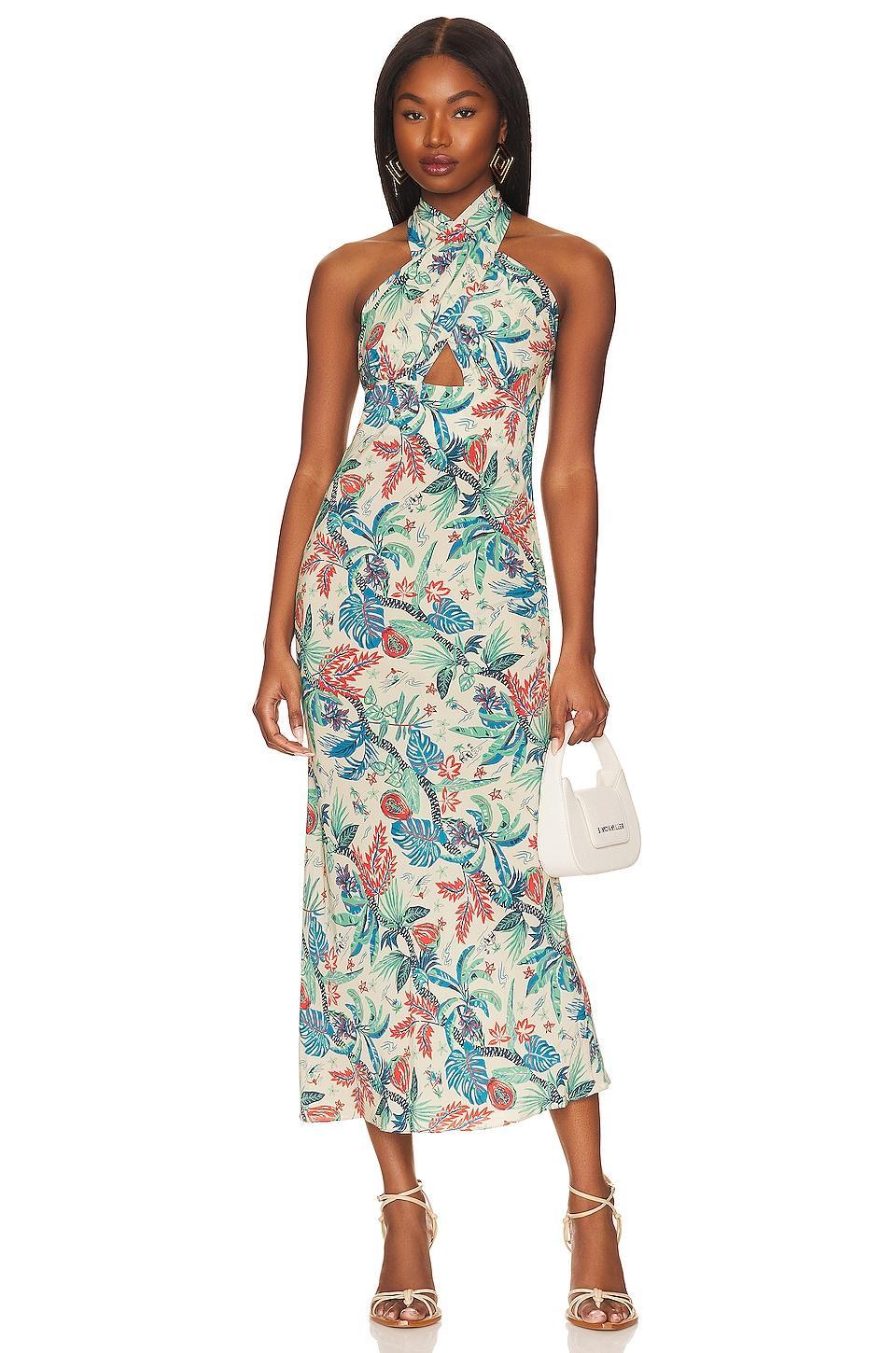Malia Cross Front Halter Bias Midi Dress Shona Joy Product Image