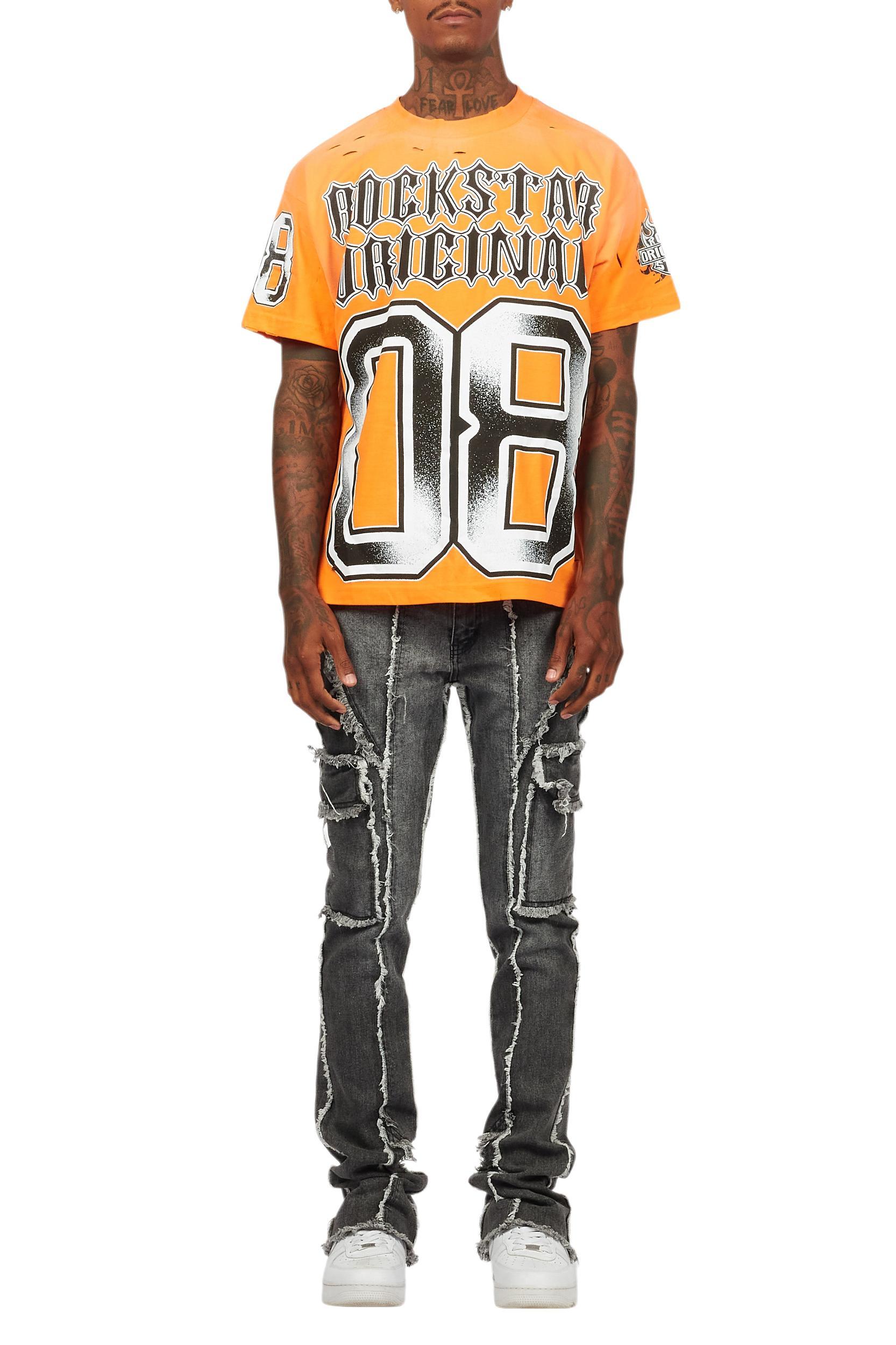 Revved Dark Grey Stacked Flare Jean Male Product Image