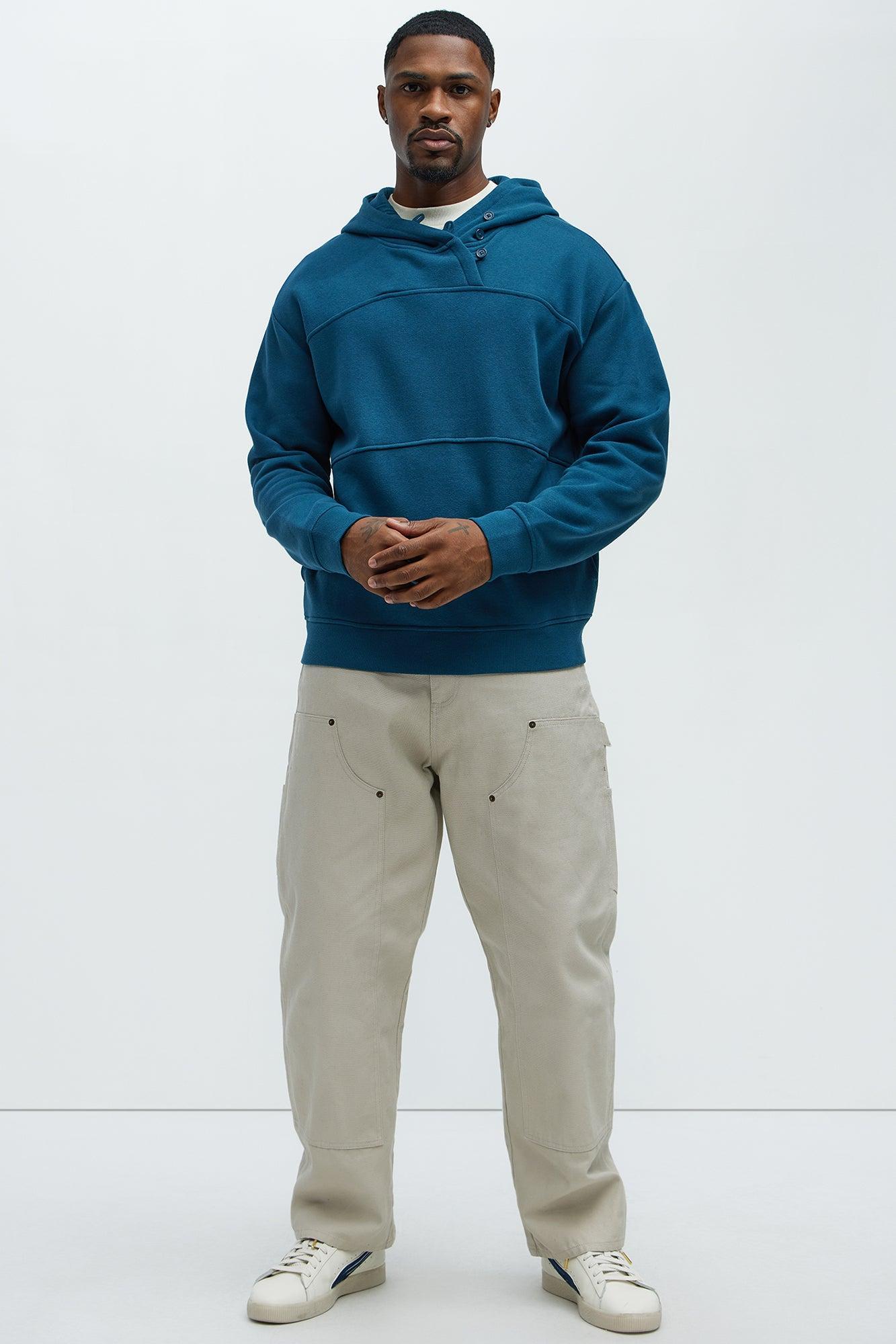 Palmer Asymmetrical Pullover Hoodie - Blue Product Image