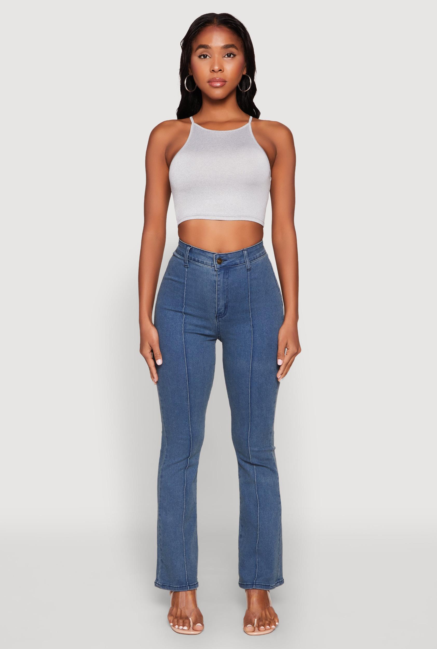 Womens Daisy High Neck Cropped Tank Top Product Image