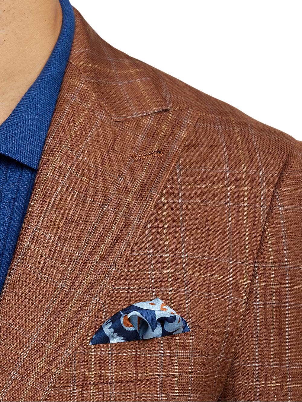 Wool Plaid Single Breasted Peak Lapel Sport Coat - Copper Plaid Product Image