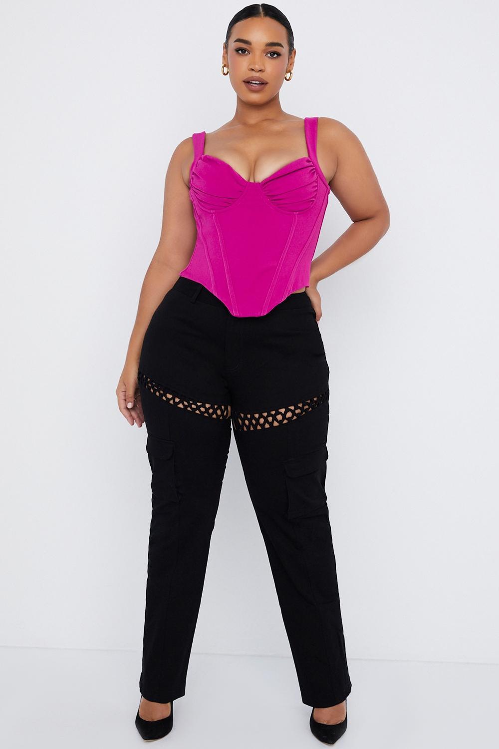 Breanna Black Lace Up Cargo Trousers Product Image