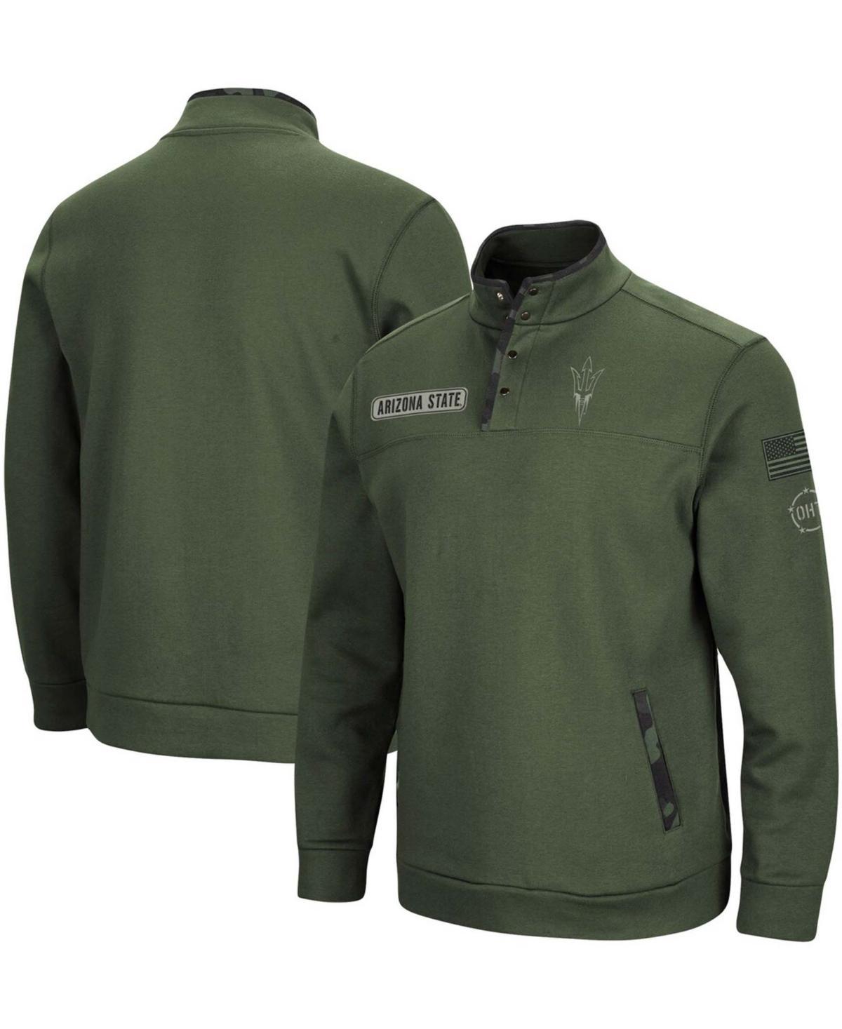 Men's Colosseum Olive Arizona State Sun Devils OHT Military Appreciation Digit Quarter-Snap Jacket, Size: Medium, Green Product Image