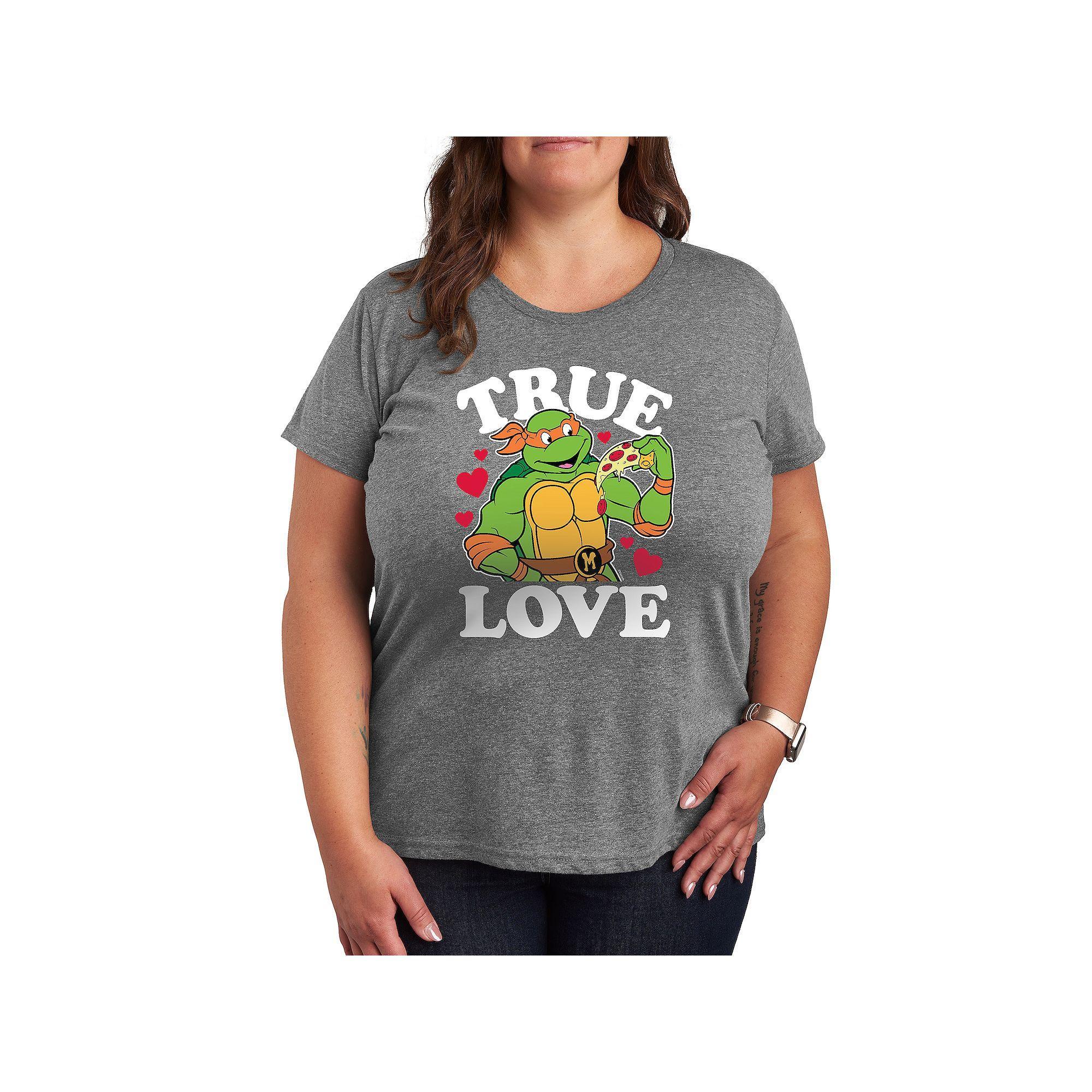 Plus Size Teenage Mutant Ninja Turtles True Love Graphic Tee, Womens Grey Gray Product Image