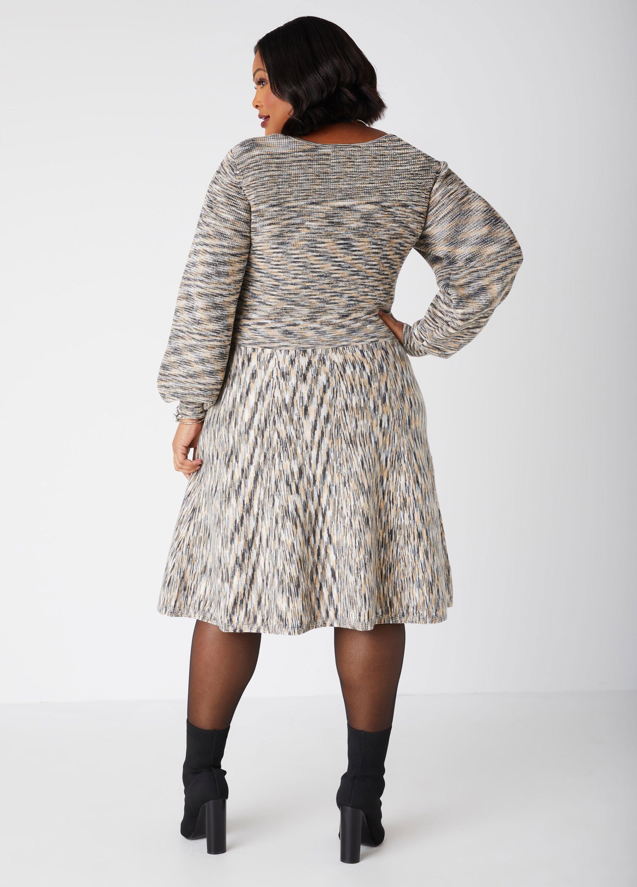 Melange Faux Wrap Dress Product Image