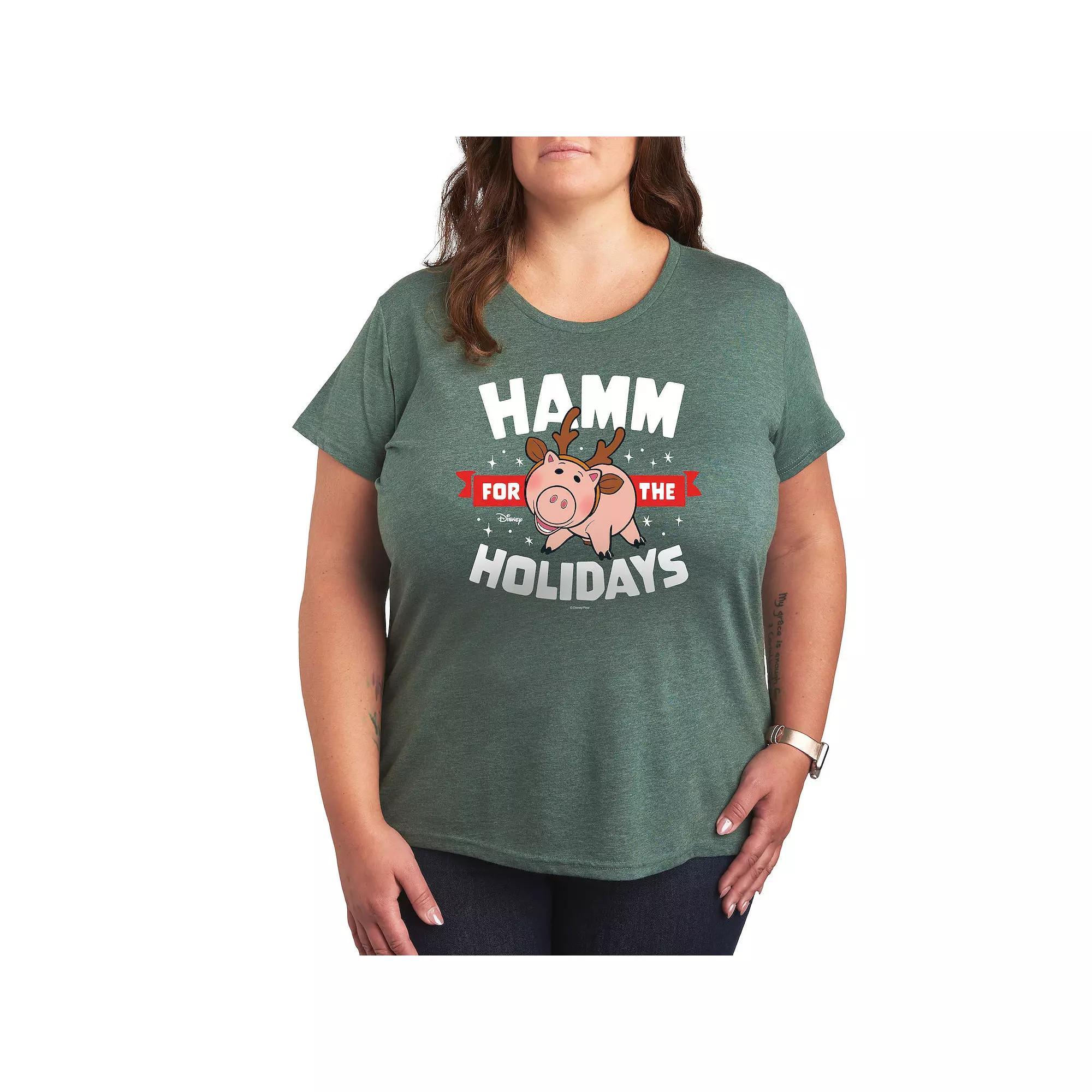 Disney / Pixars Toy Story Womens Hamm For The Holidays Graphic Tee, Girls Grey Green Product Image