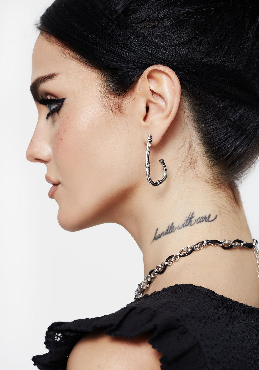 Bones Charm Hoop Earrings Product Image