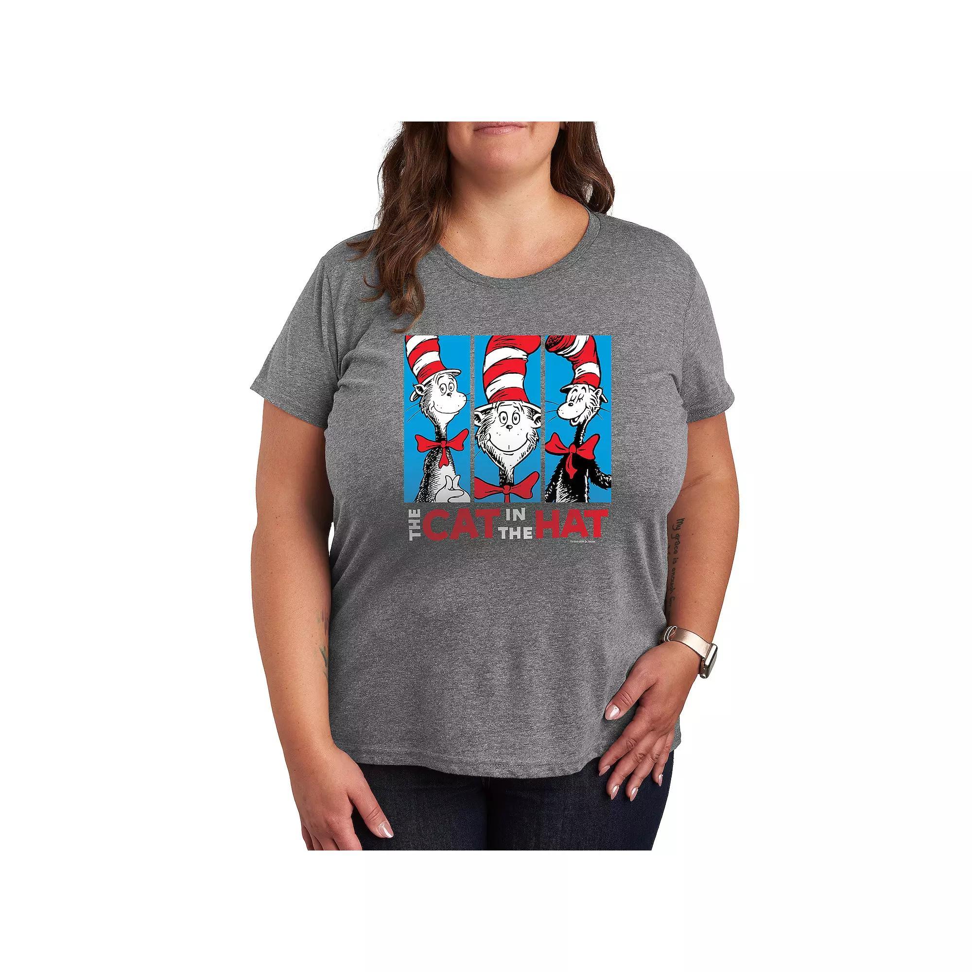 Plus Dr. Seuss Cat In The Hat Graphic Tee, Womens Heather Grey Product Image