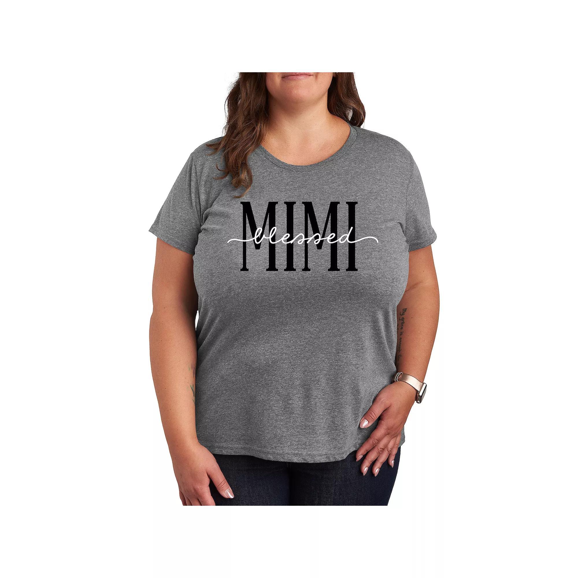 Plus Blessed Mimi Graphic Tee, Womens Grey Gray Product Image