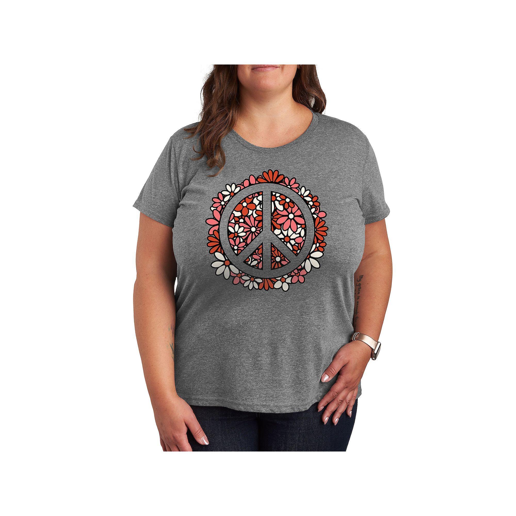 Plus Coffee Panda Graphic Tee, Womens Grey Gray Product Image
