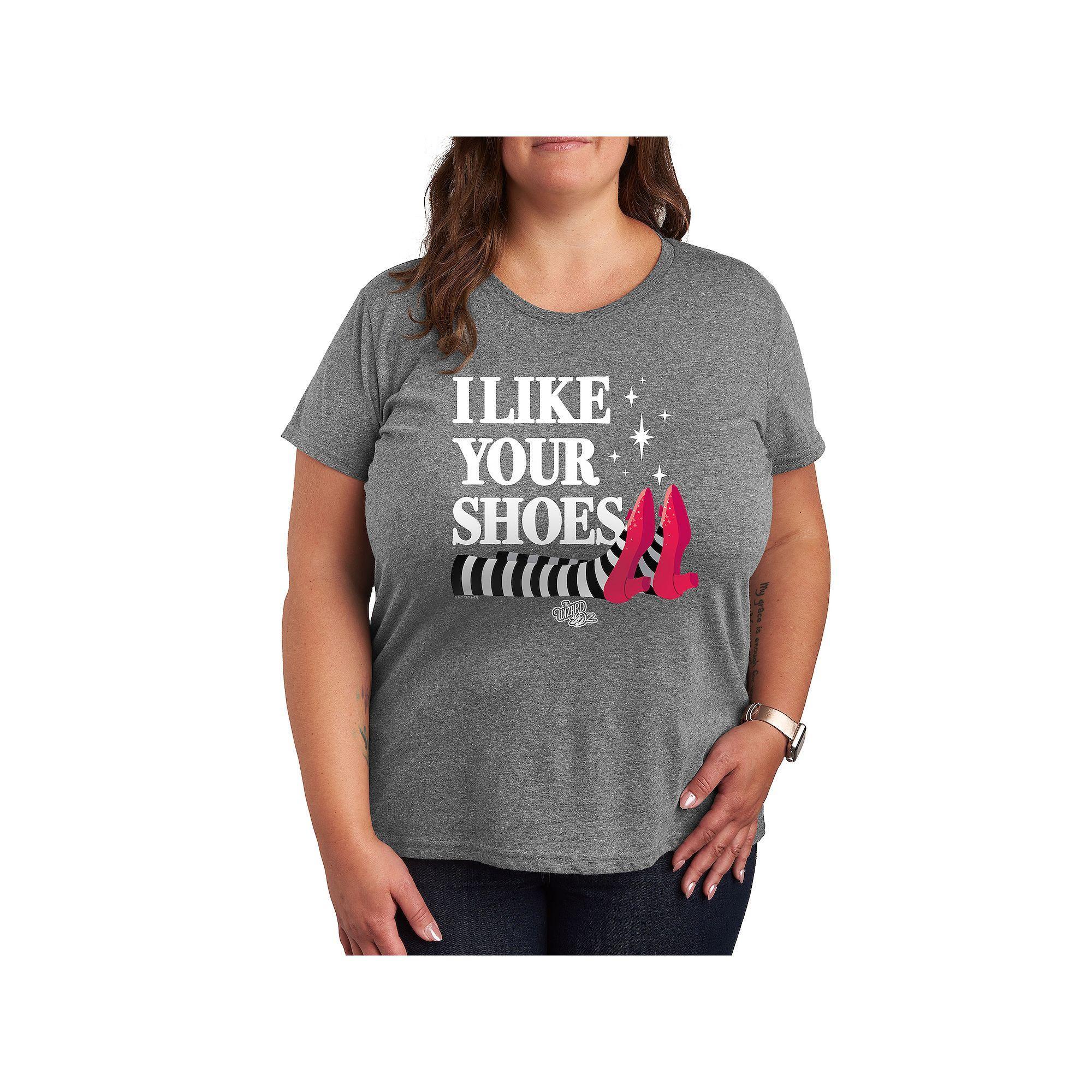 Plus Lightning Bolt Sparkle Graphic Tee, Womens Grey Gray Product Image