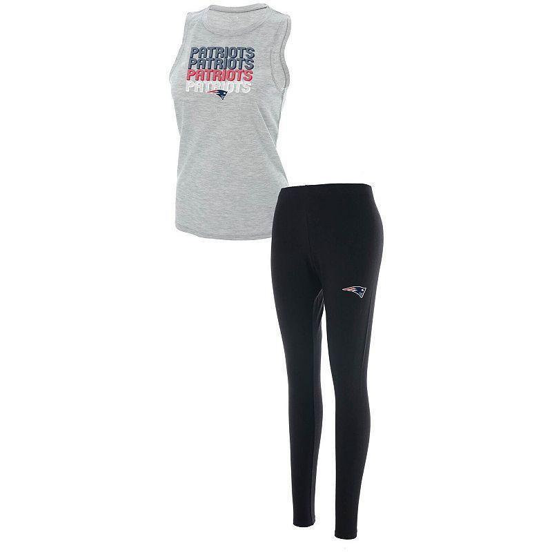 Women's Concepts Sport Heathered Gray/Black New England Patriots Profound Tank Top & Leggings Sleep Set, Size: XL, Grey Product Image