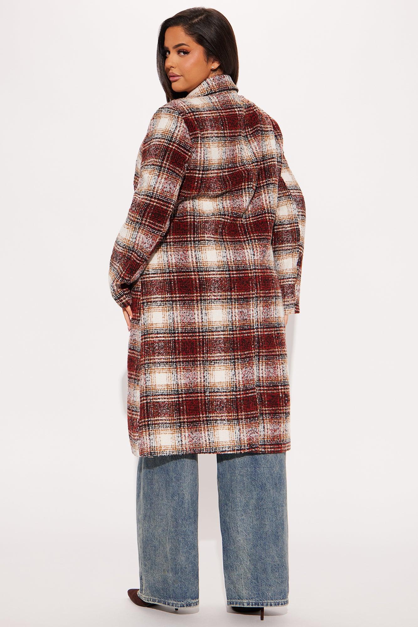 Across The Pond Plaid Trench - Red/combo Product Image