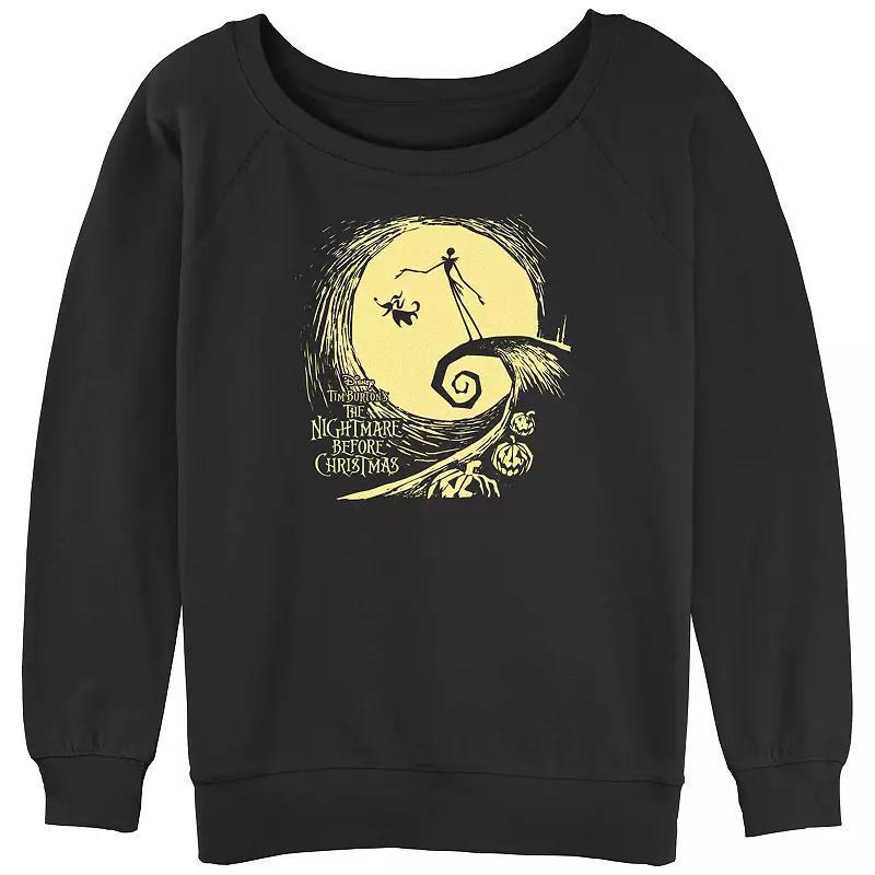 Disney's The Nightmare Before Christmas Juniors' Jack And Zero At Night Slouchy Terry Graphic Pullover, Women's, Size: XXL, Black Product Image