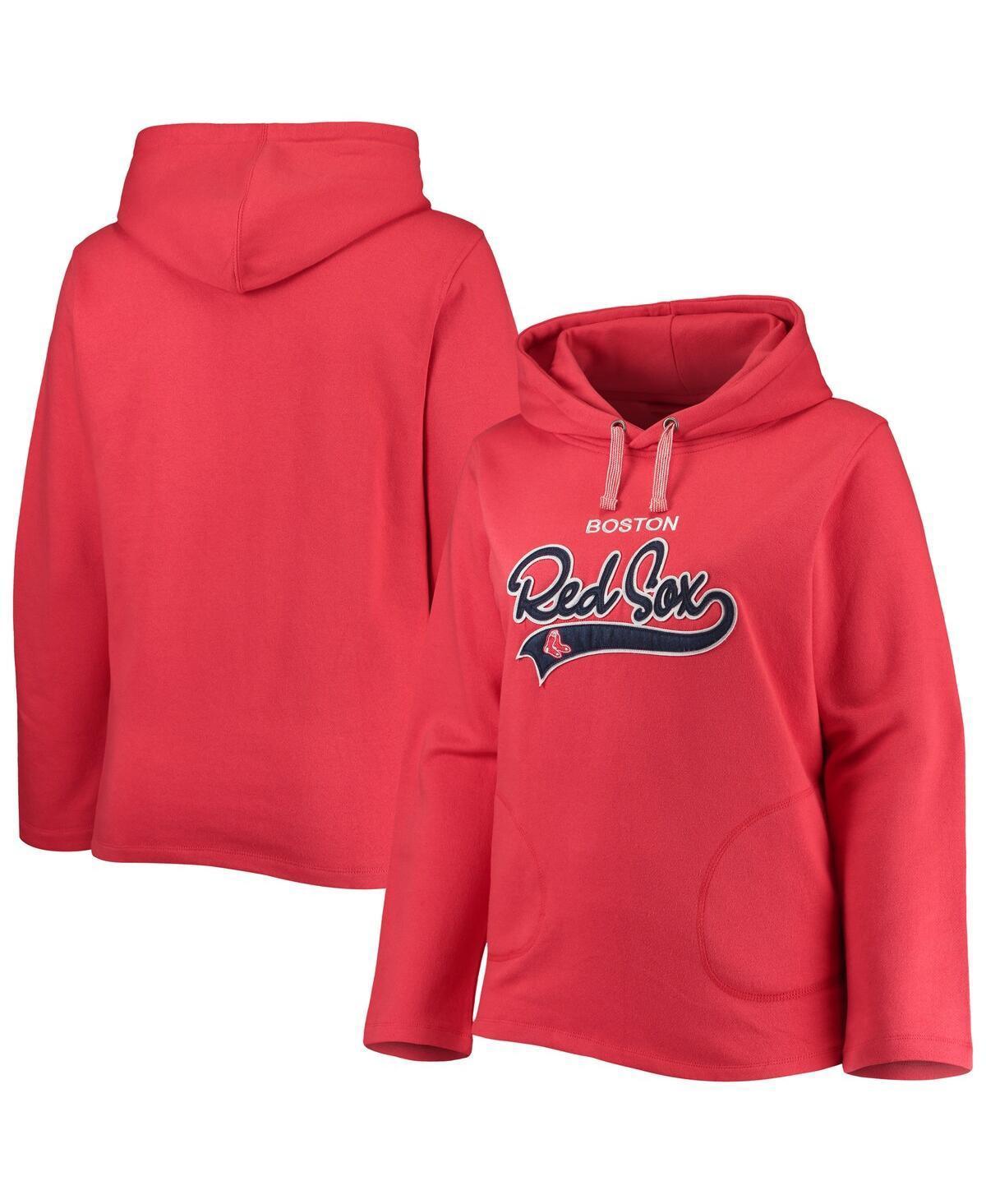 Women's Soft as a Grape Red Boston Red Sox Plus Size Side Split Pullover Hoodie, Size: 3XL Product Image