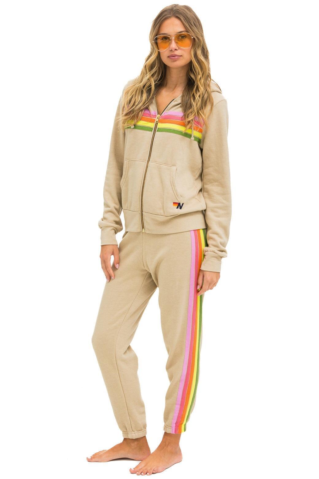 5 STRIPE SWEATPANTS - SAND // PINK // GREEN Female Product Image
