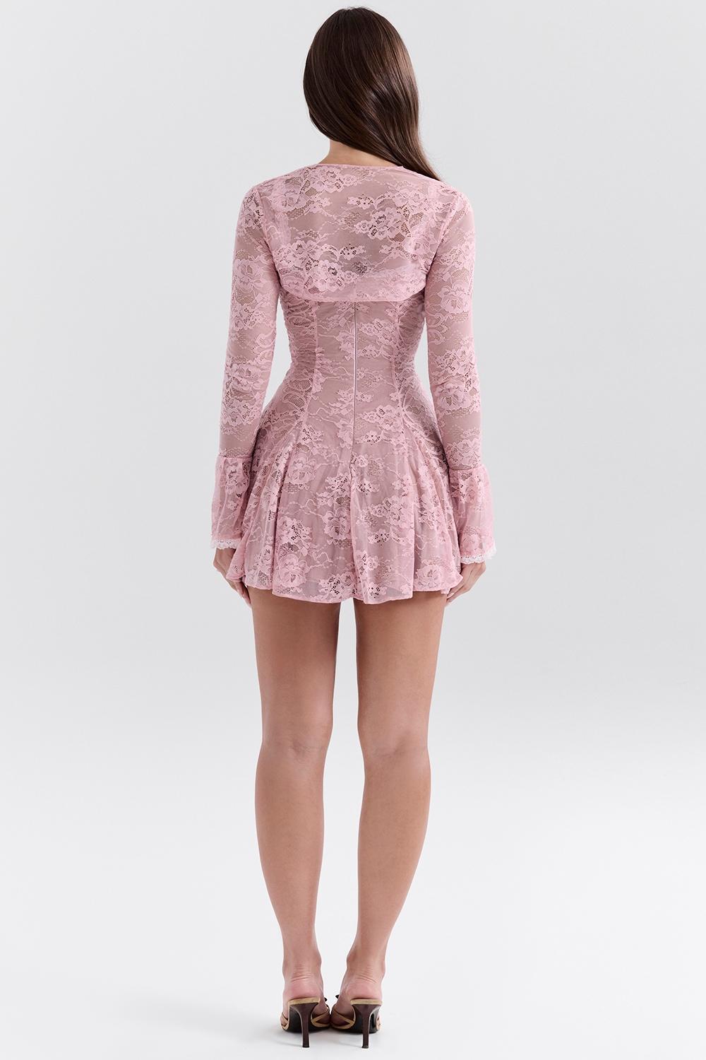 Alice Perfectly Pink Lace Mini Dress Product Image